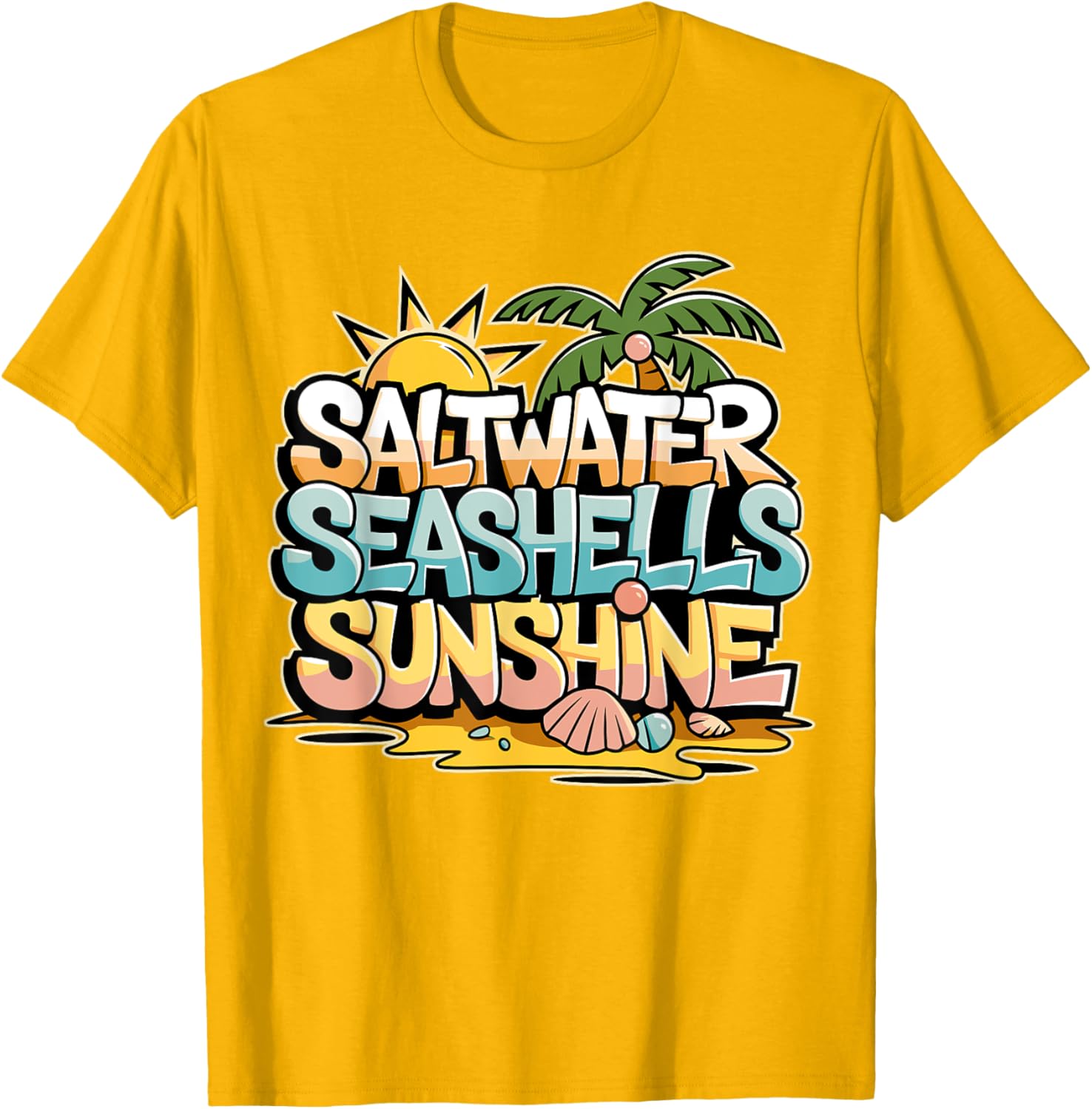Funny Beach T-Shirt with Saltwater Seashells for Cruise Gifts - 16