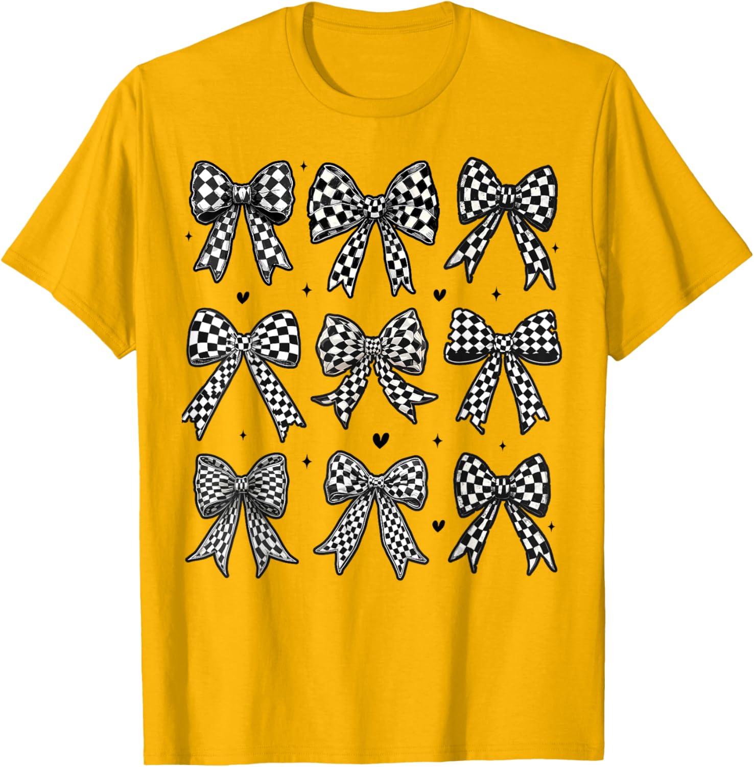 Checkered Bow Flag Racing T-Shirt for Women - Cute Coquette Style - 16
