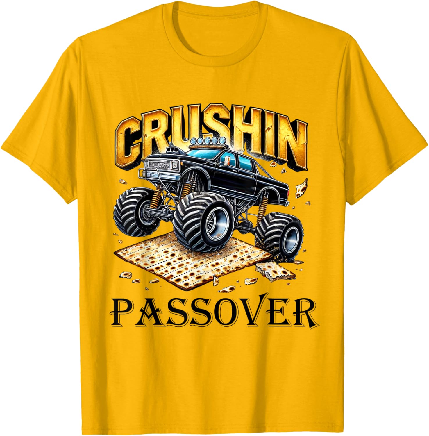 Funny Crushin' Passover Monster Truck Matzah T-Shirt for Celebrations - 15