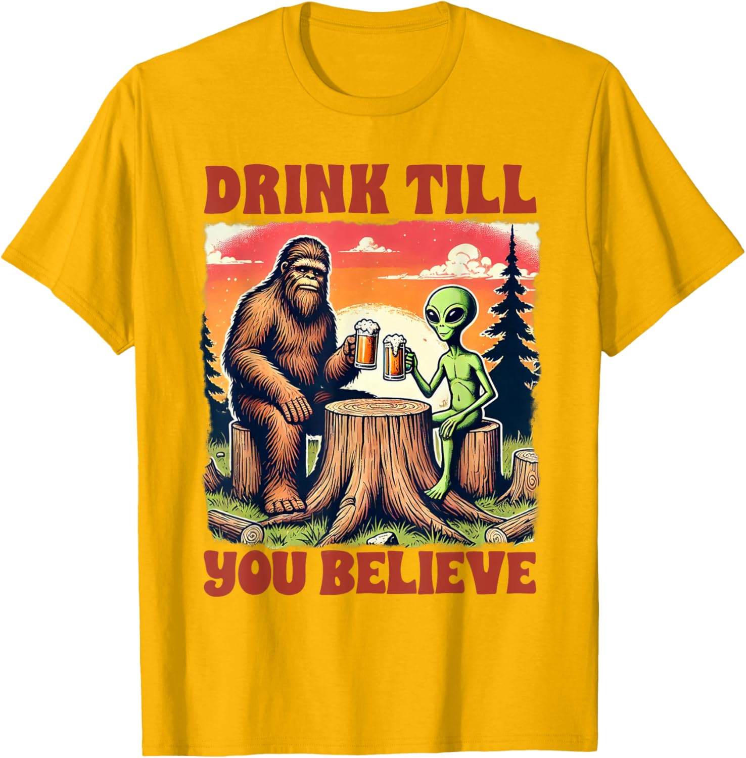 Bigfoot and Alien Lover T-Shirt for Fun Drink Enthusiasts - 3