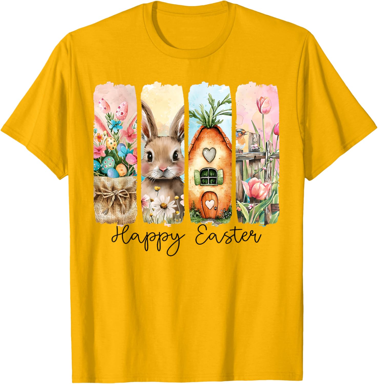 Retro Bunny Easter T-Shirt with Floral Eggs for Spring Celebrations - 4