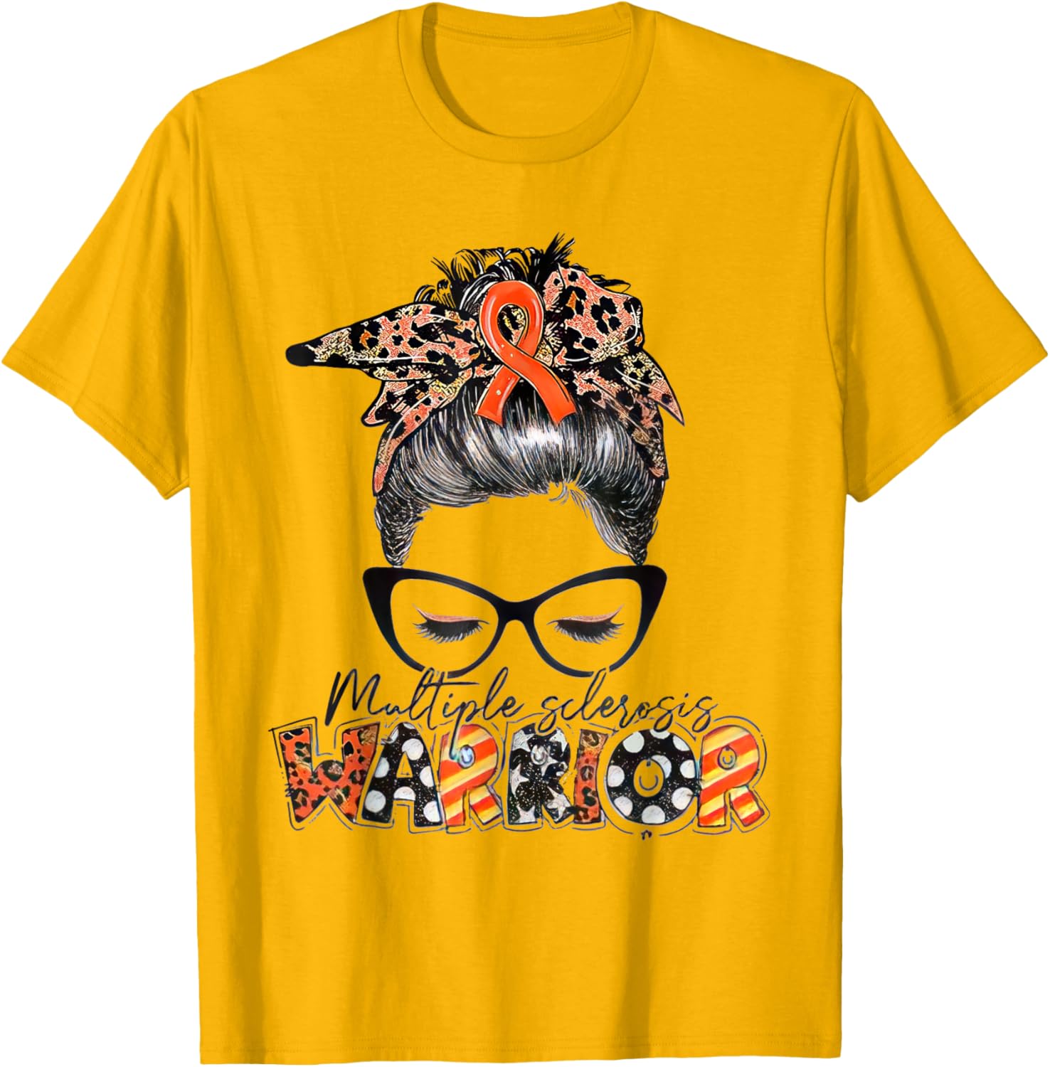 Multiple Sclerosis Warrior Messy Bun T-Shirt - MS Awareness Apparel - 12