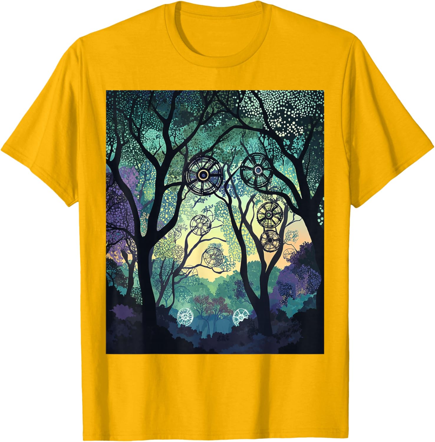 Dreamy Forest Geometric Nature Artwork T-Shirt for Nature Lovers - 4