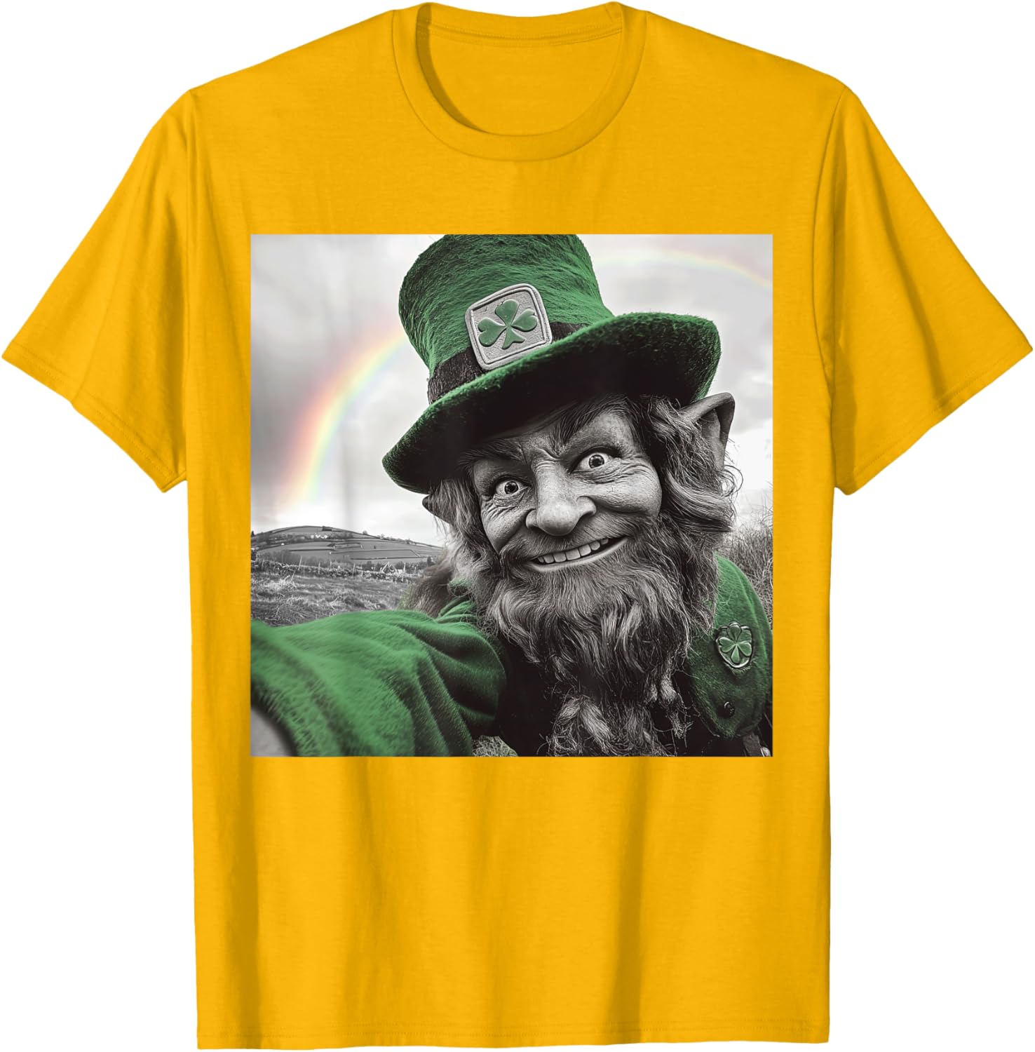 Funny St Patricks Day Rainbow Leprechaun Selfie T-Shirt for Festive Fun - 26