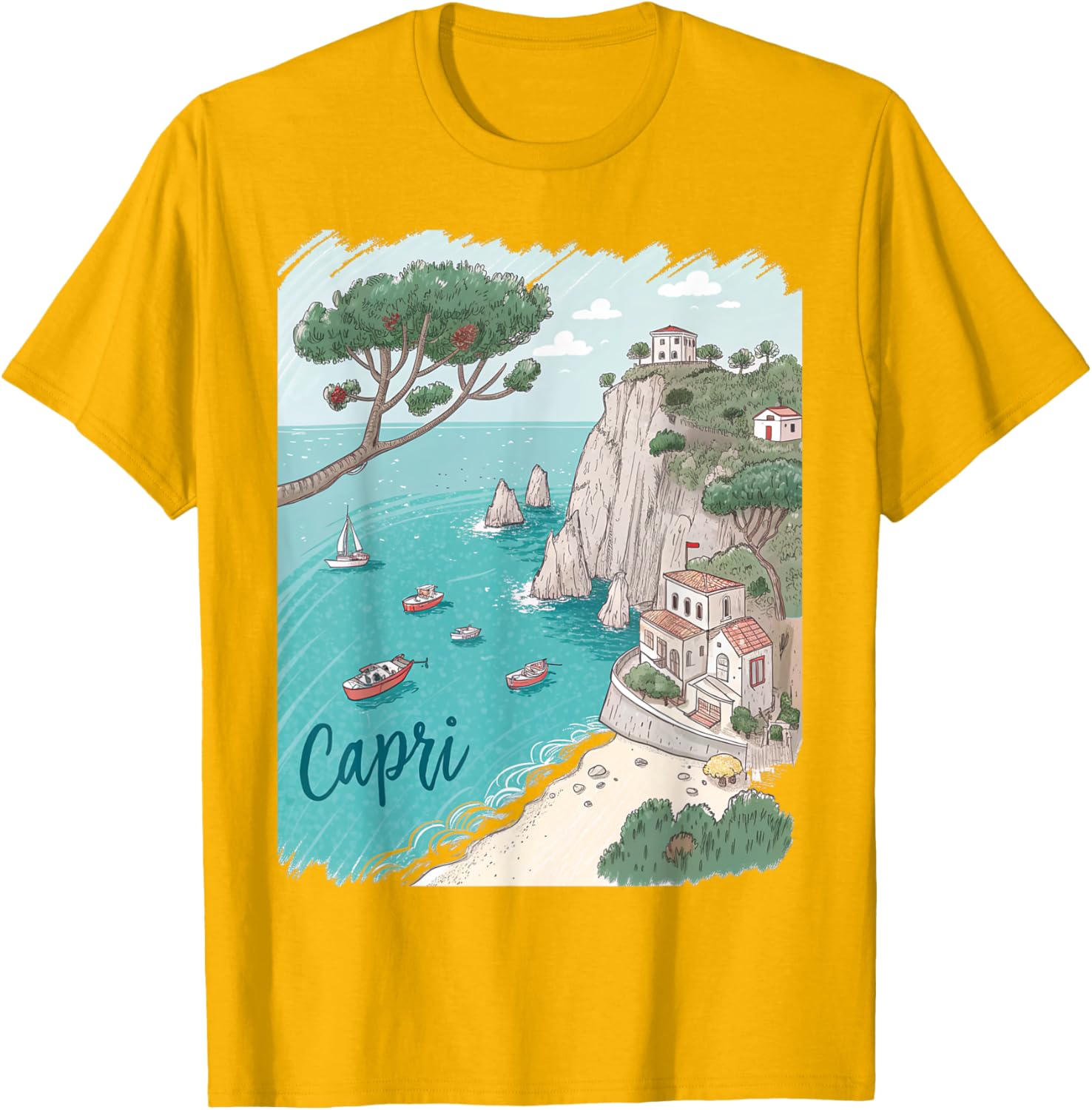 Capri Italy Scenic Coastal View T-Shirt - Perfect Souvenir Gift Idea - 2