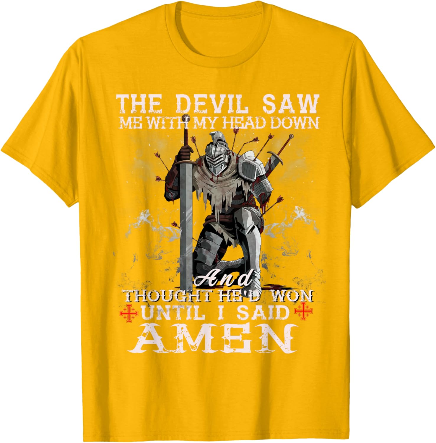 Knight Templar Christian Warrior T-Shirt with Powerful Amen Statement - 12