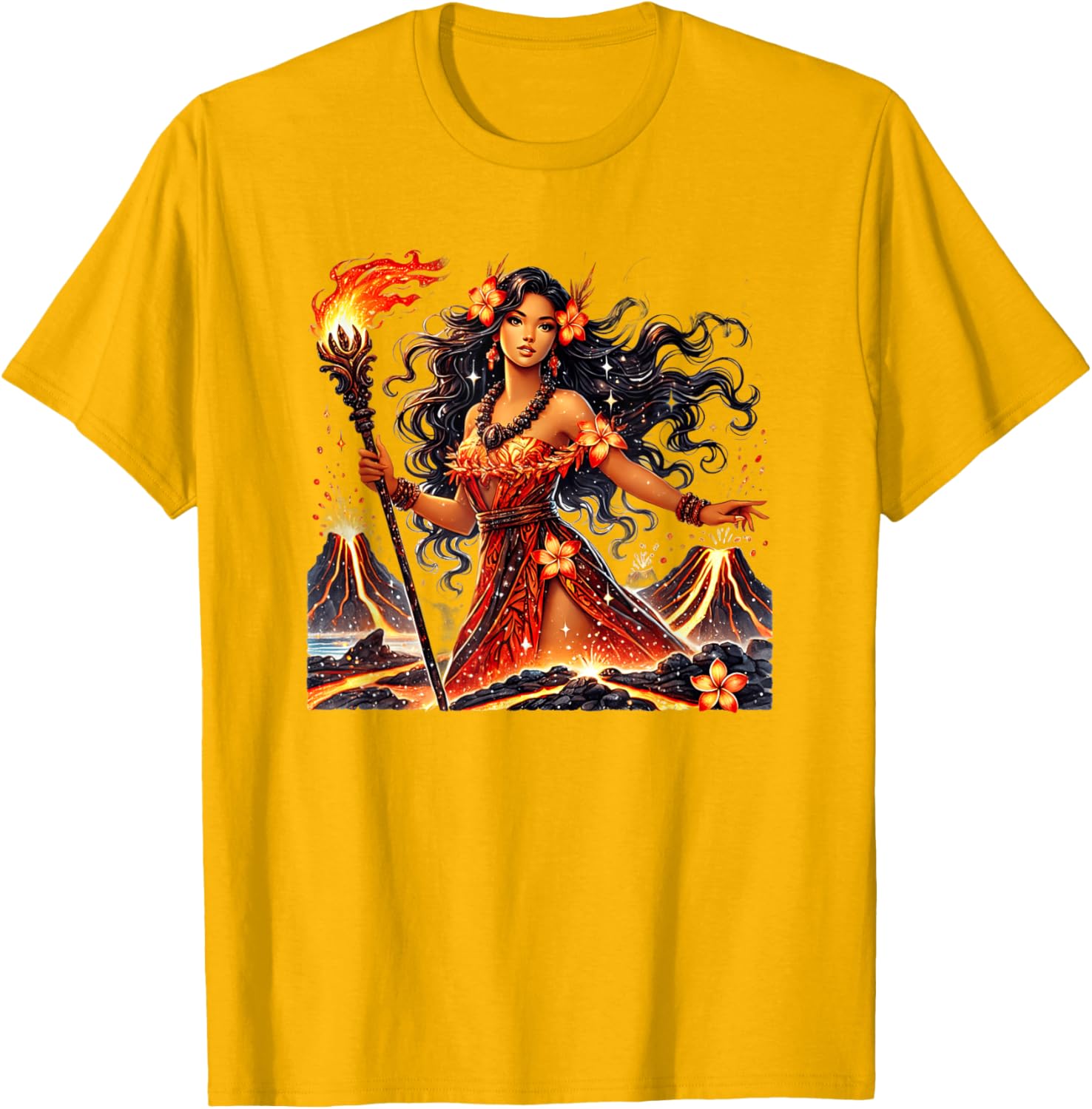 Hawaiian Goddess Pele Fire Transformation T-Shirt for Nature Lovers - 8