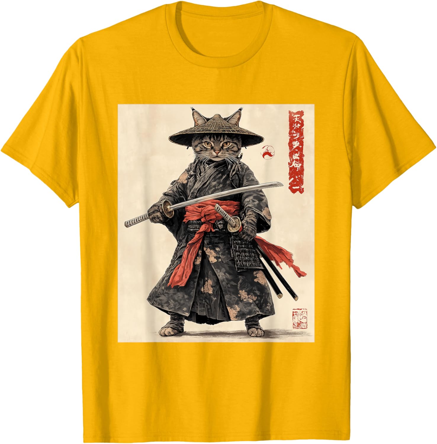 Samurai Cat T-Shirt - Japanese Warrior Graphic Tee for Cat Lovers - 8