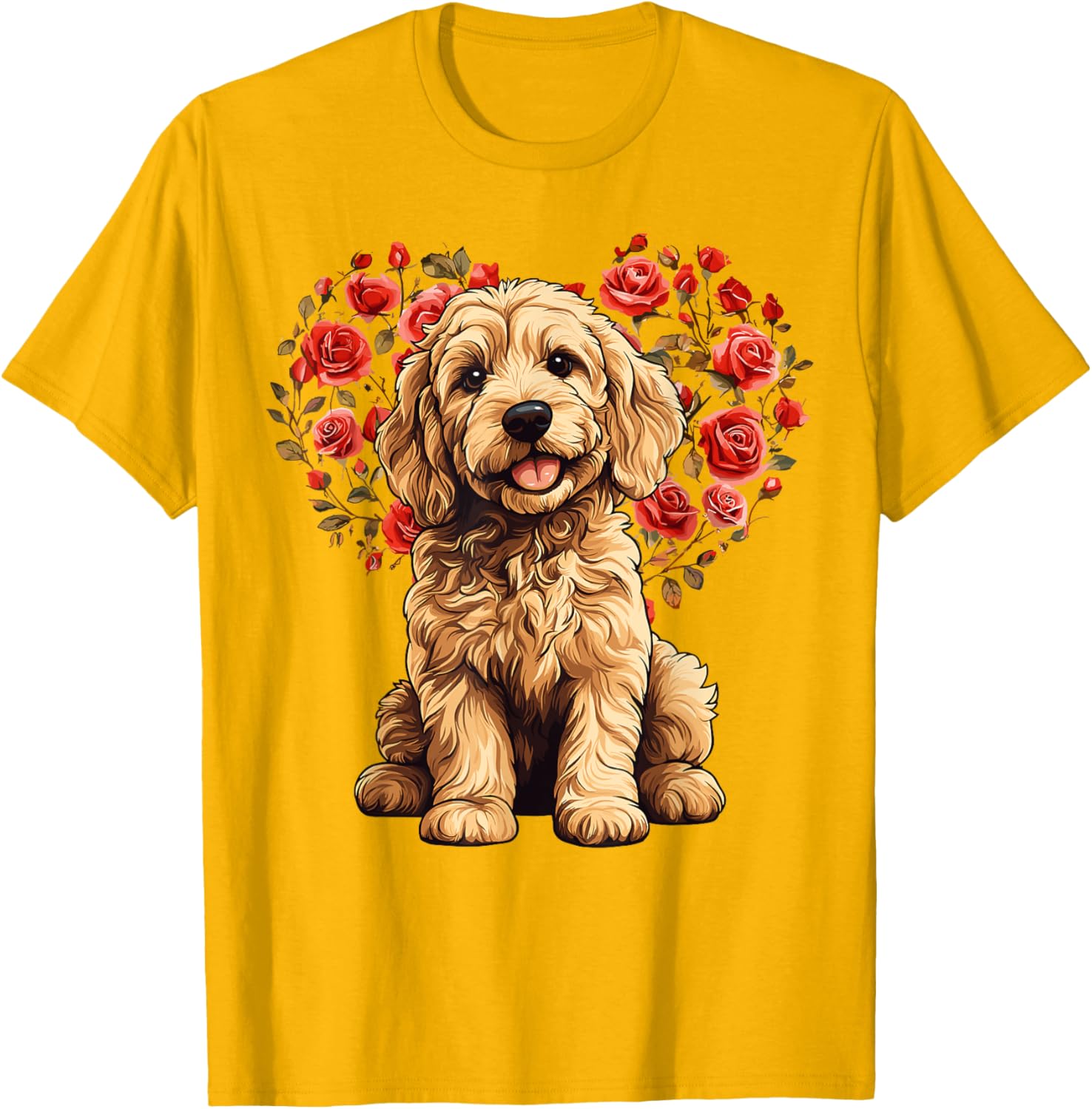 Goldendoodle Valentine’s Day Floral Heart T-Shirt for Dog Lovers - 16