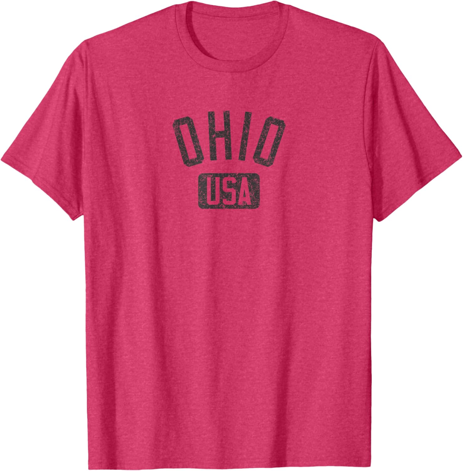 Ohio Arched Text Distressed Black Print T-Shirt for Casual Style Lovers - 27