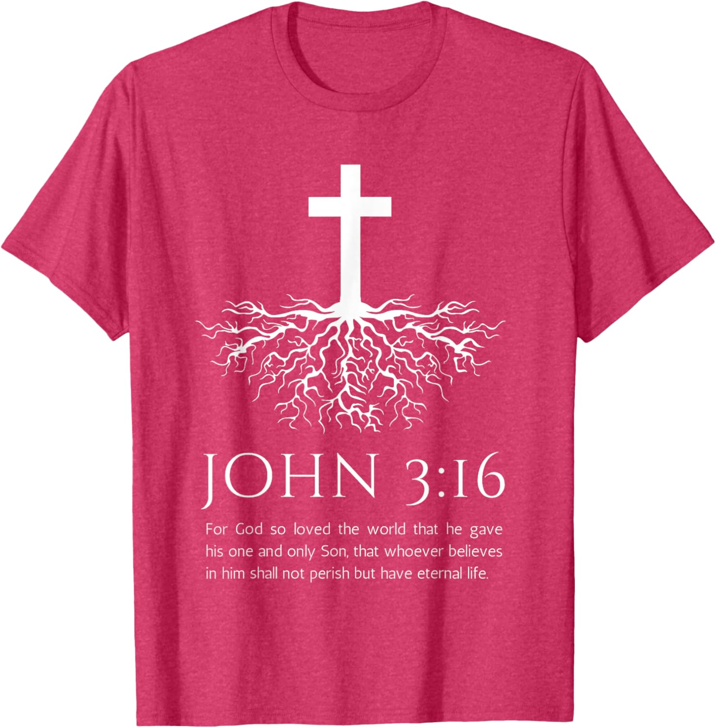 John 3:16 Jesus Cross T-Shirt with Tree Design - Christian Faith Apparel - 5