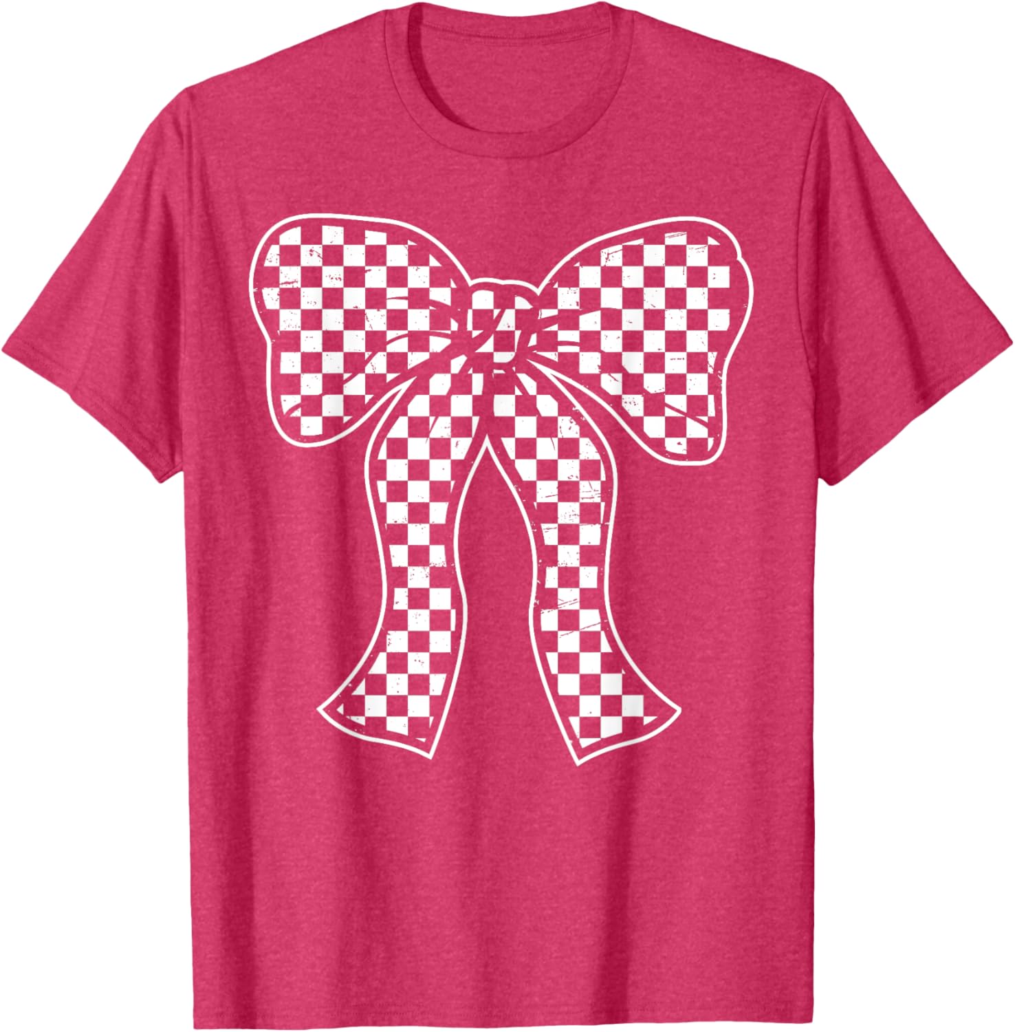 Cute Checkered Bow Flag T-Shirt for Women - Race Car Racing Style - 10