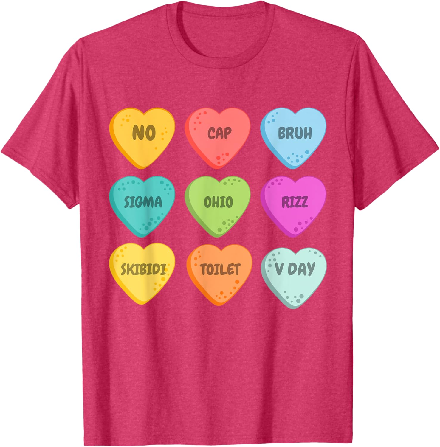Skibidi Valentine's Day Rizz Candy Heart T-Shirt for Groovy Love Vibes - 17