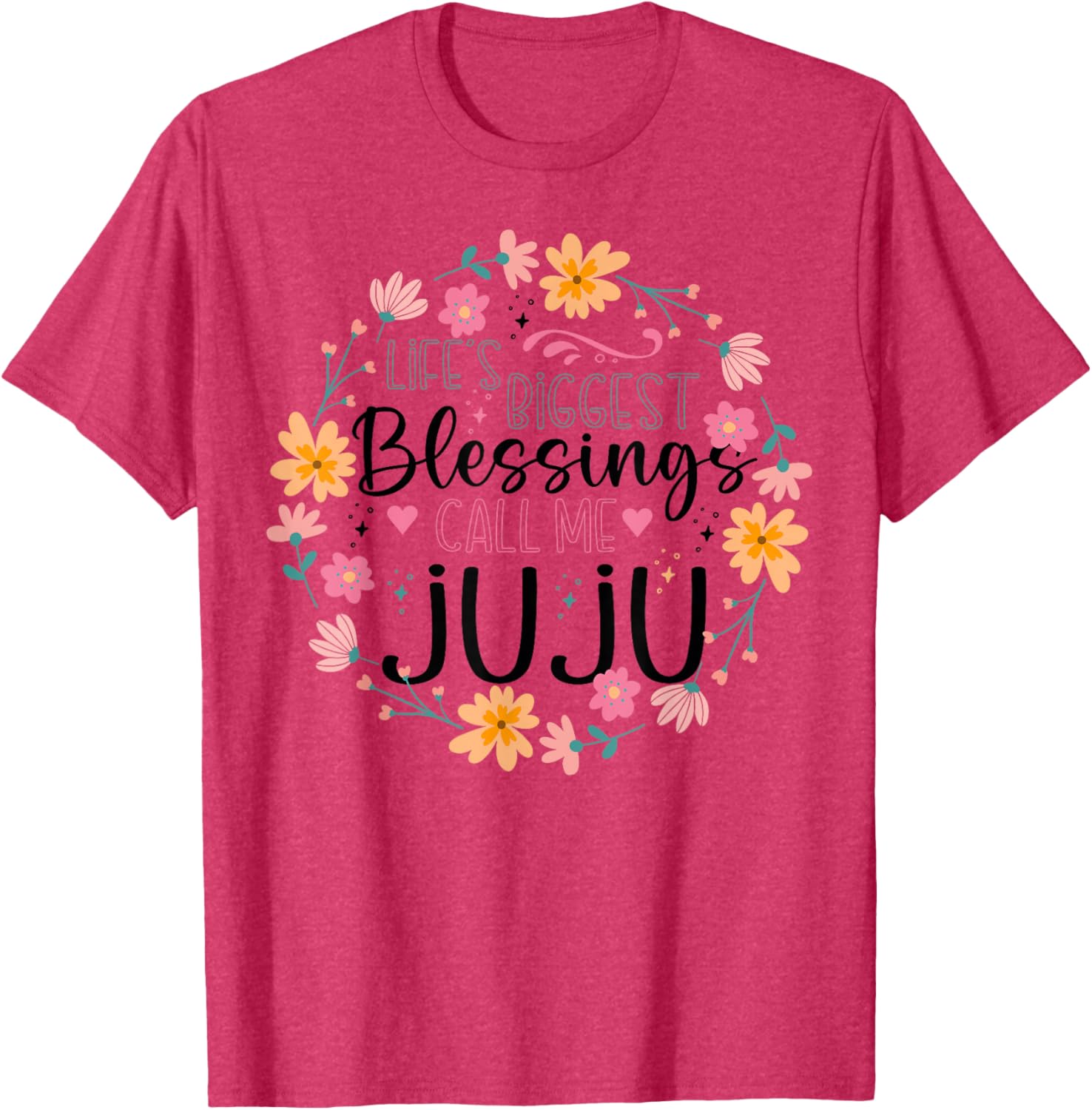 Floral Grandma T-Shirt Life's Greatest Blessings Call Me Juju Gift - 14