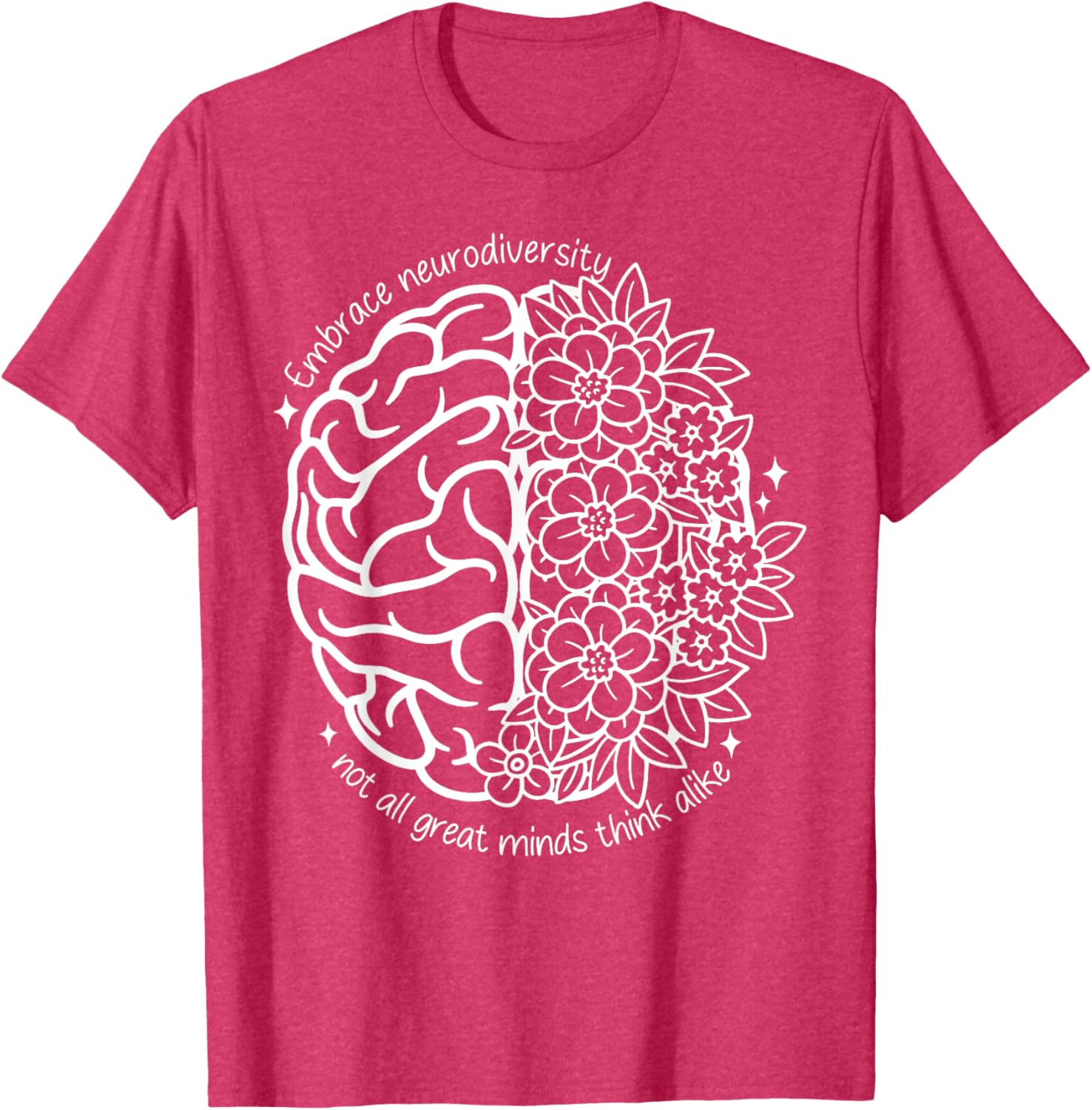 Embrace Neurodiversity Autism Awareness Brain Flower Support T-Shirt - 14