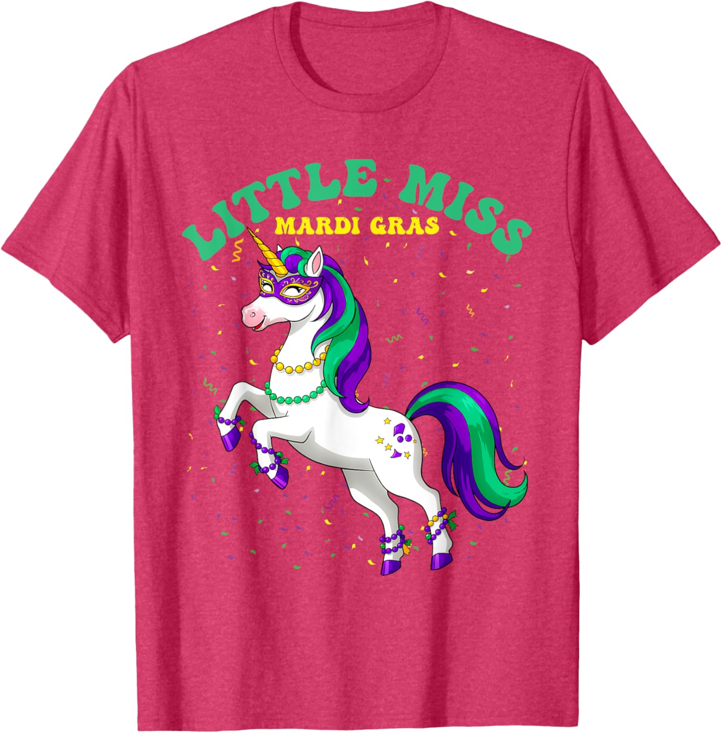 Little Miss Mardi Gras Unicorn T-Shirt for Women and Girls - 5
