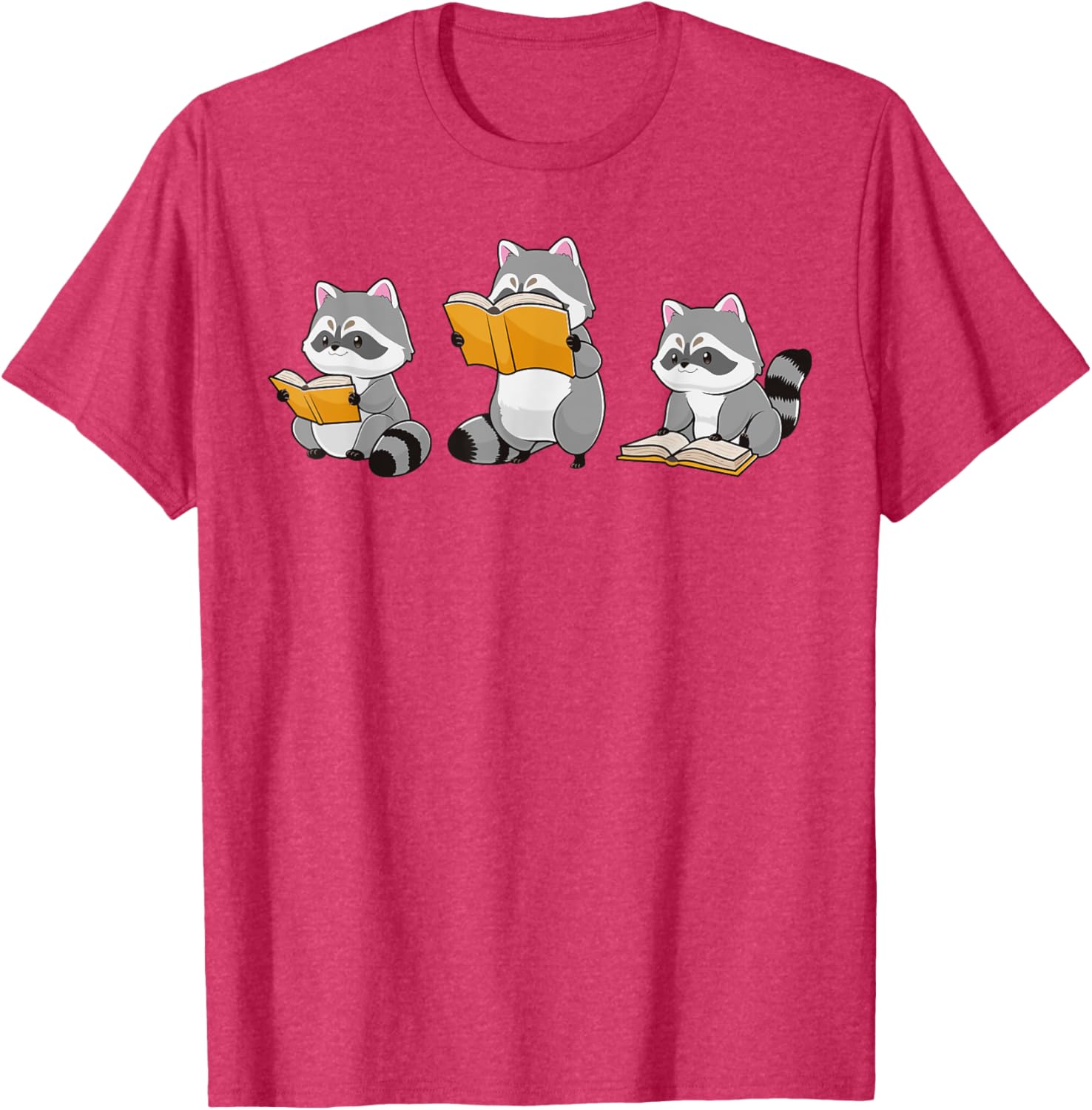 Cute Raccoon Reading Books T-Shirt for Book Lovers and Bookworms - 1