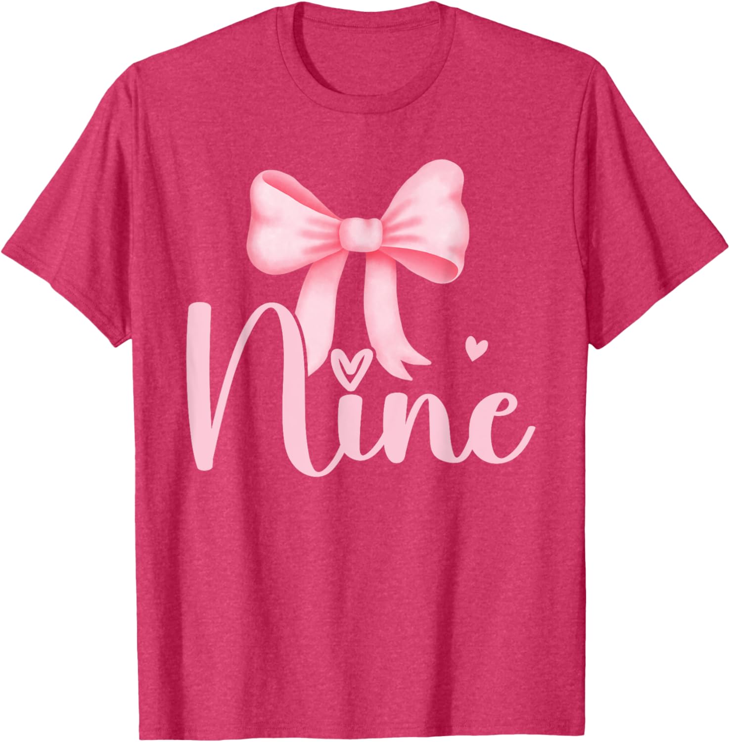 Adorable Birthday Girl Pink Coquette Bow T-Shirt for 9 Year Olds - 7