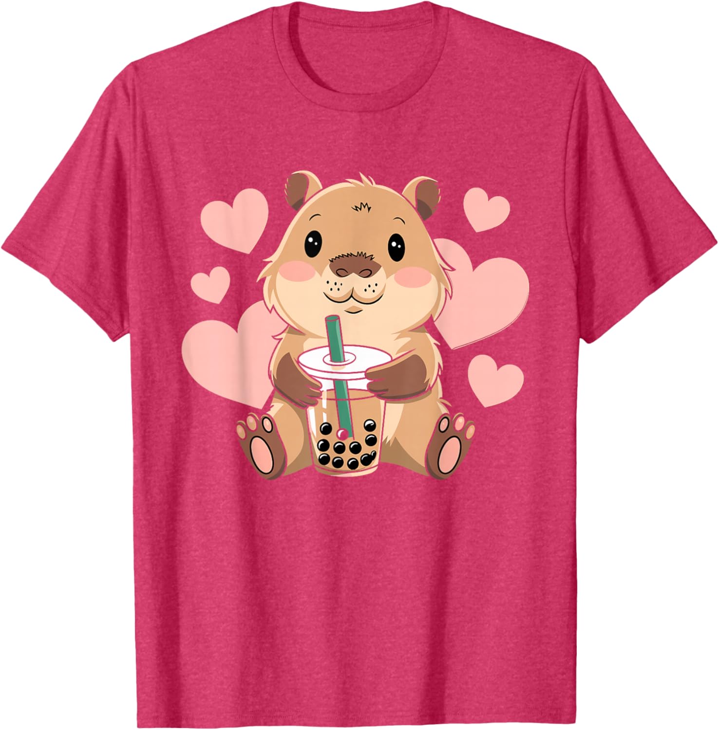 Cute Capybara Boba Tea T-Shirt for Women, Teens, and Kids - 3