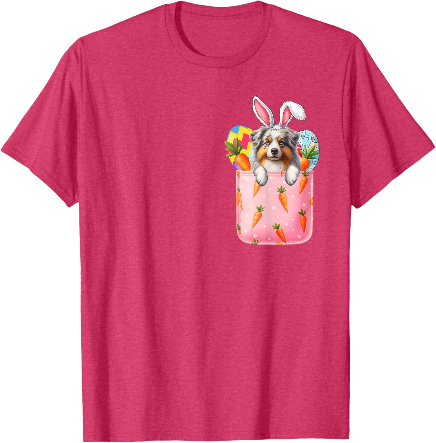 Easter Bunny Australian Shepherd Carrots Pocket T-Shirt for Pet Lovers - 29