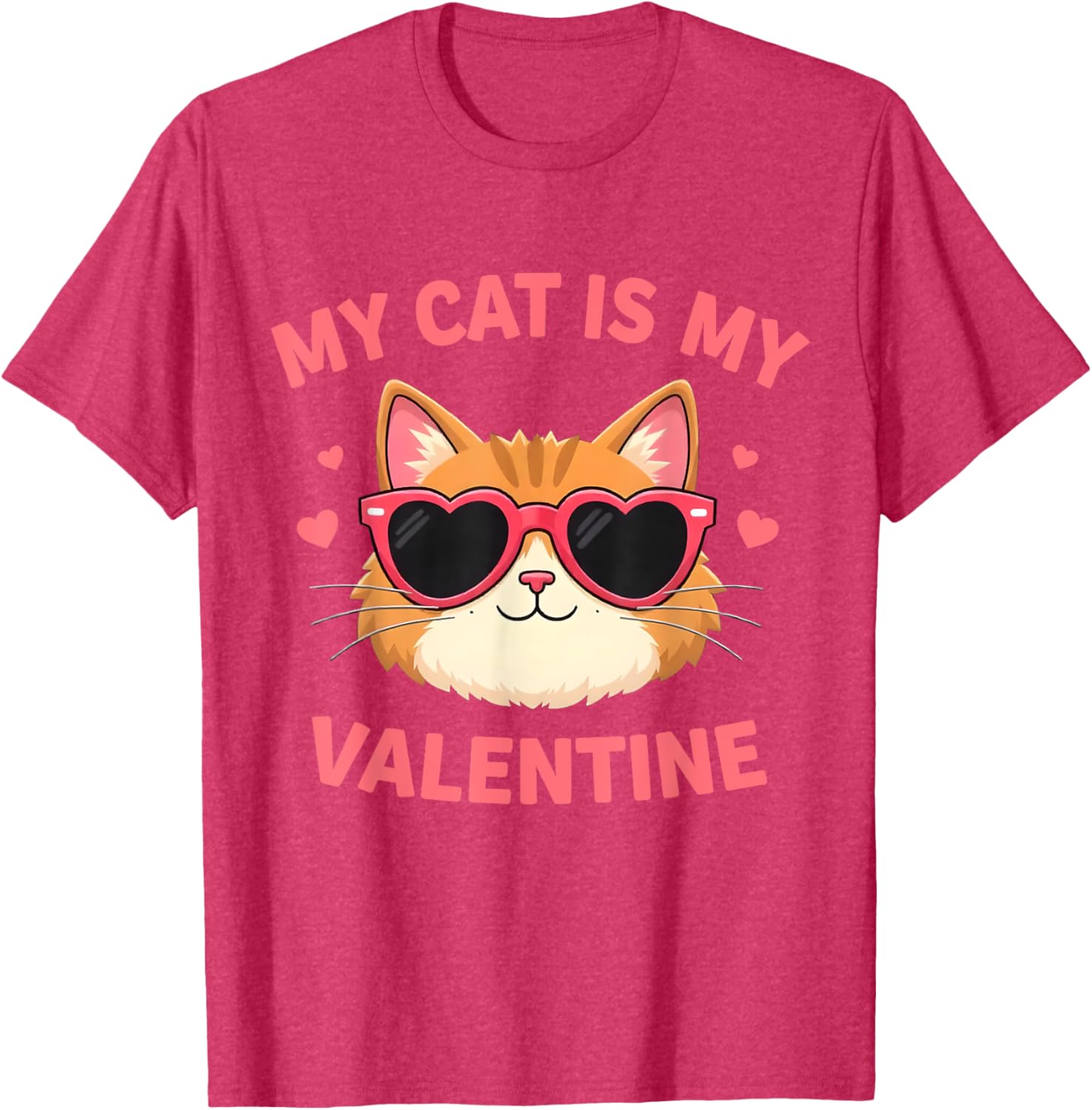 Cute Cat Lover Valentine's Day T-Shirt with Hearts for Cat Owners - 8