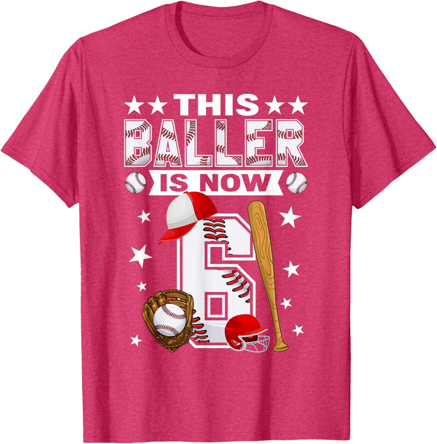 Cute 6 Year Old Baseball Lovers Boys T-Shirt for Kids Fun Style - 2