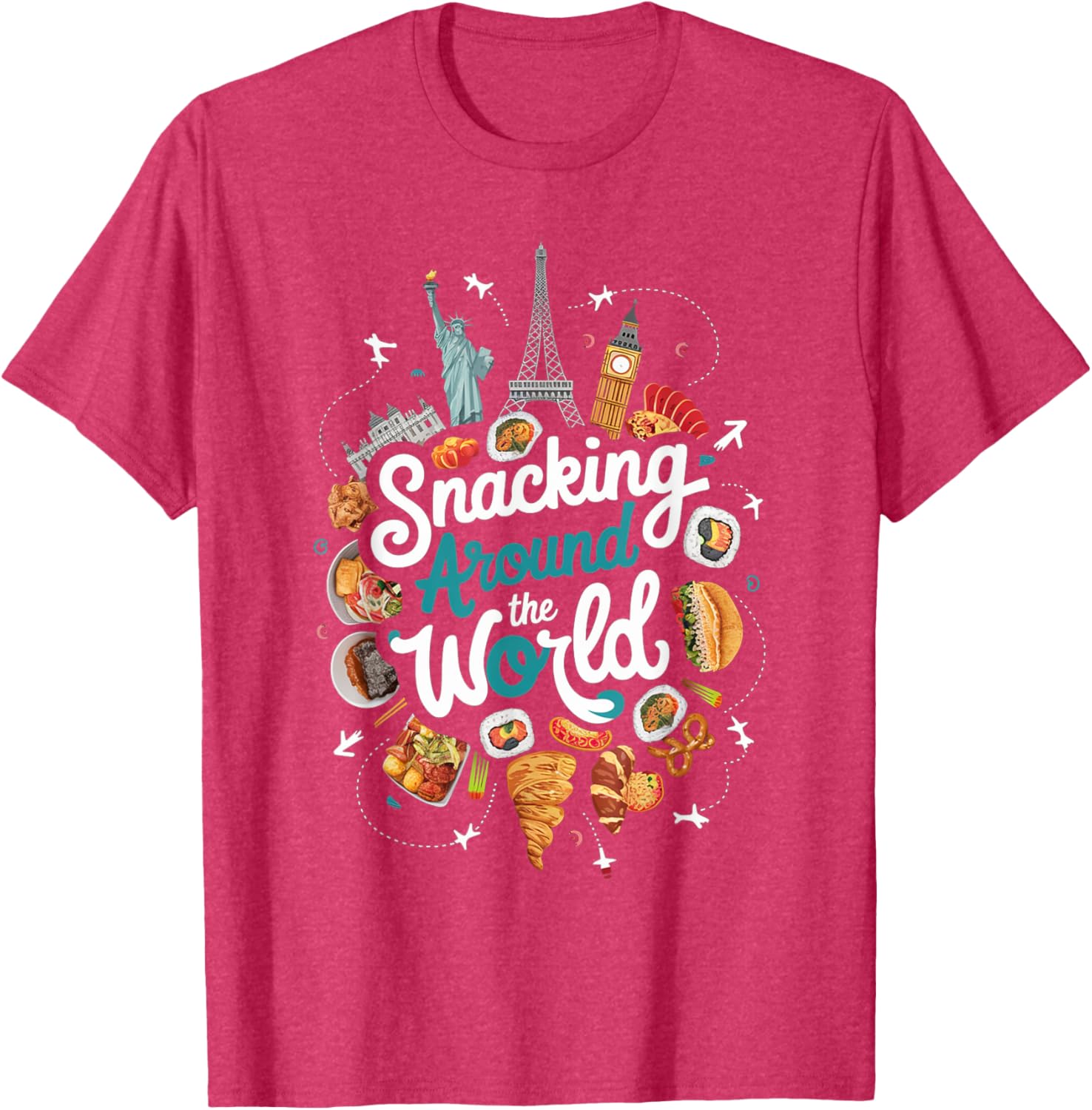 Snacking Around The World T-Shirt for Food Lovers in Travel Style - 13
