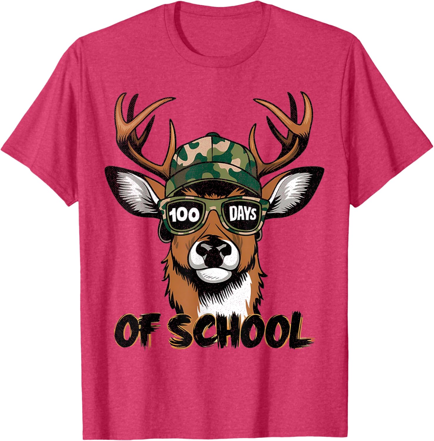100 Days of School Deer Hunting T-Shirt for Kids Fun and Stylish - 1