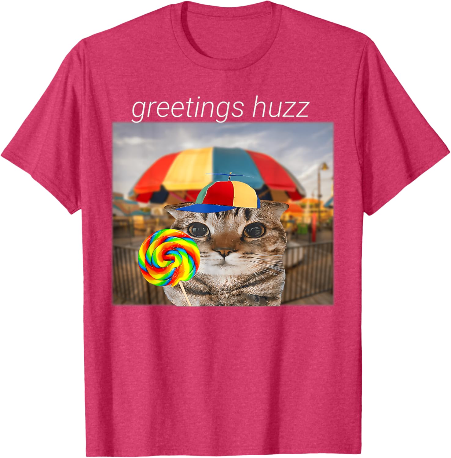 Funny Cat Huzz Meme T-Shirt for Men and Women - Cute Lollipop Design - 27