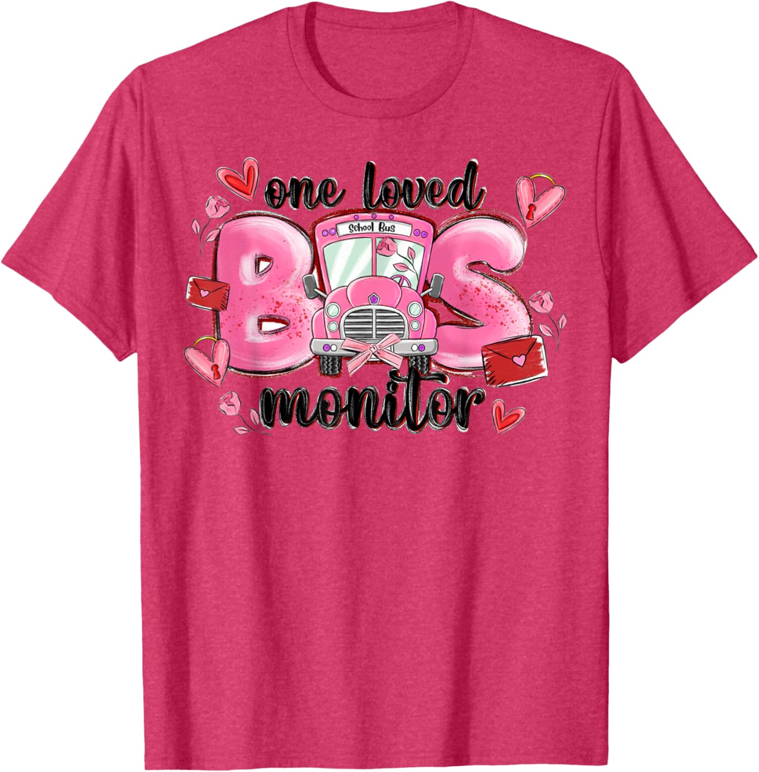 One Loved Bus Monitor Valentine's Day T-Shirt for Kids Gift - 14