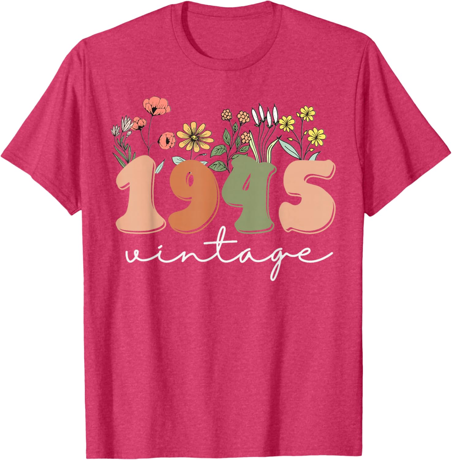 Vintage 1945 80th Birthday Wildflower Tee for Women - Unique Gift Idea - 2