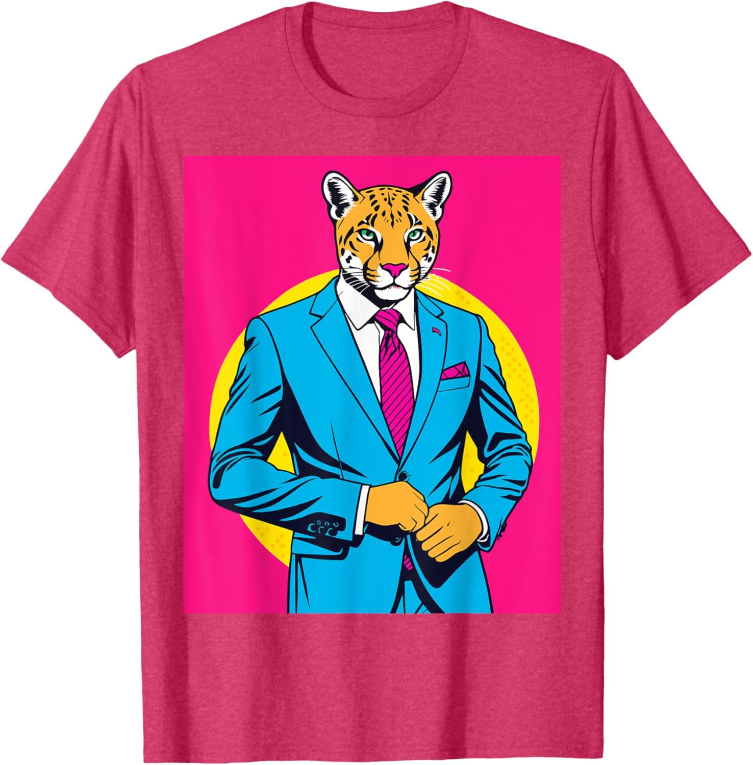 Pop Art Puma in Business Suit T-Shirt for Stylish Animal Lovers - 23