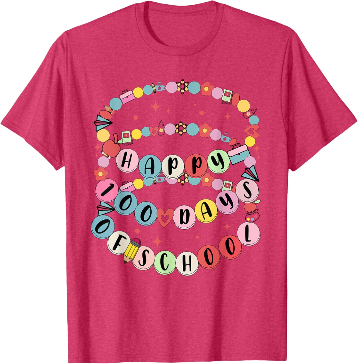Cute Little Girl 100 Days Of School Friendship Bracelet T-Shirt - 24