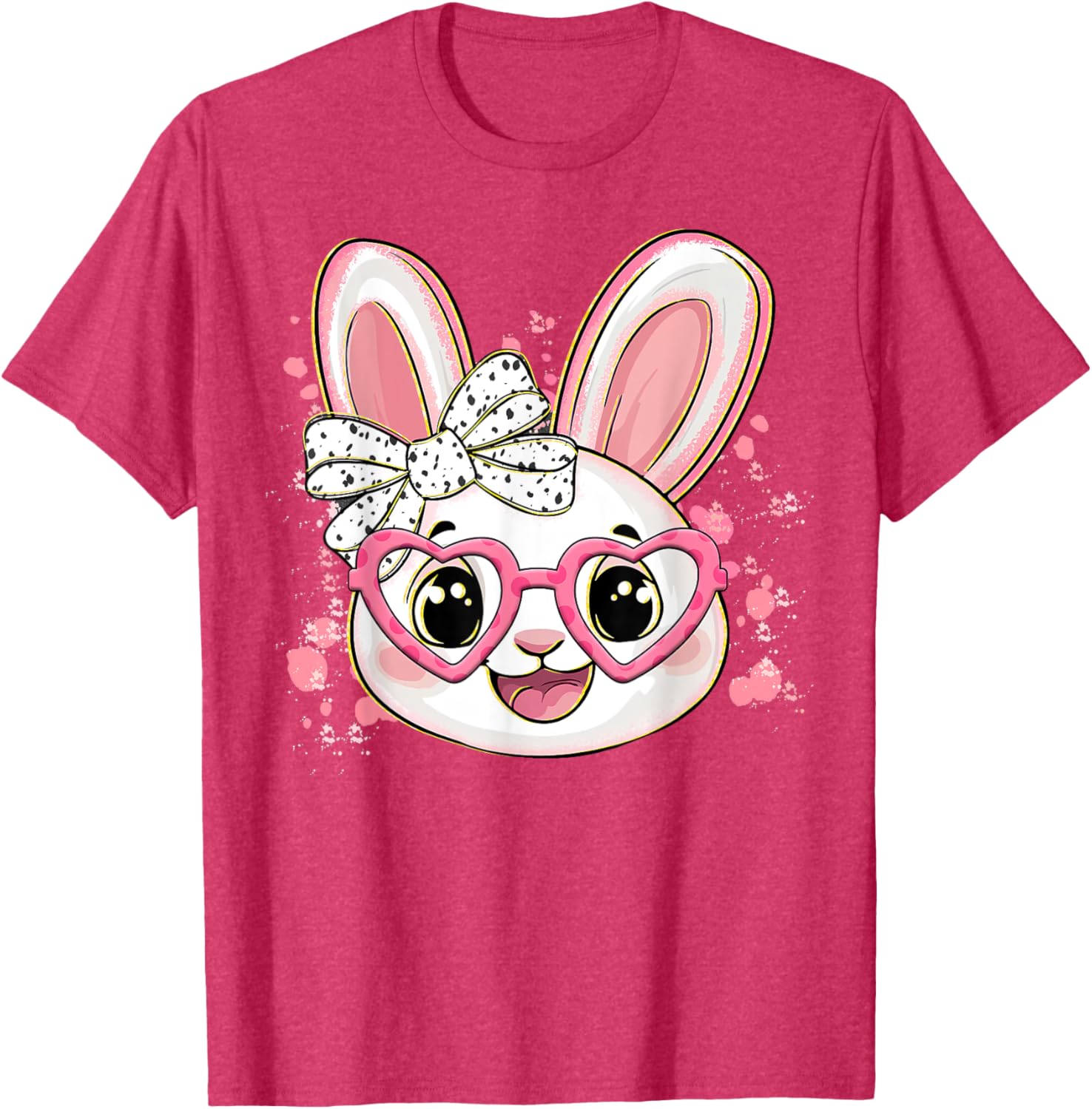Happy Easter Bow Bunny Glasses T-Shirt for Women and Girls - 18