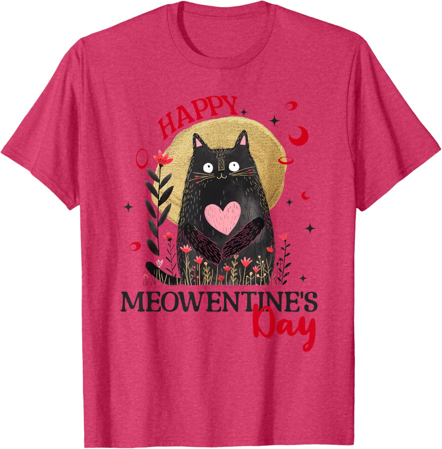 Funny Happy Meowentine's Day Cat T-Shirt for Girls and Women - 6