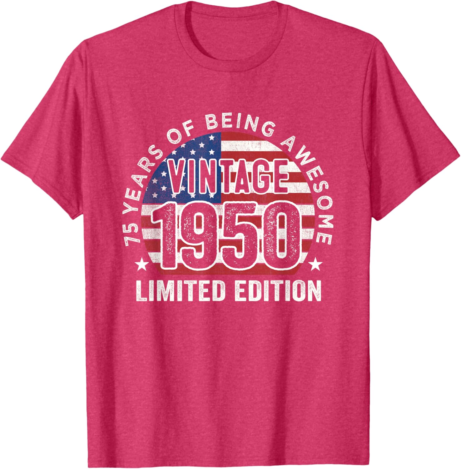 Vintage 1950s 75th Birthday Gift T-Shirt for Men with USA Flag Design - 16