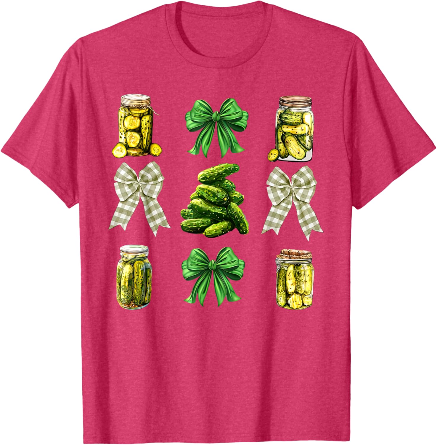 Cute Pickle Jar Coquette Bow Cucumber T-Shirt for Garden Lovers - 15