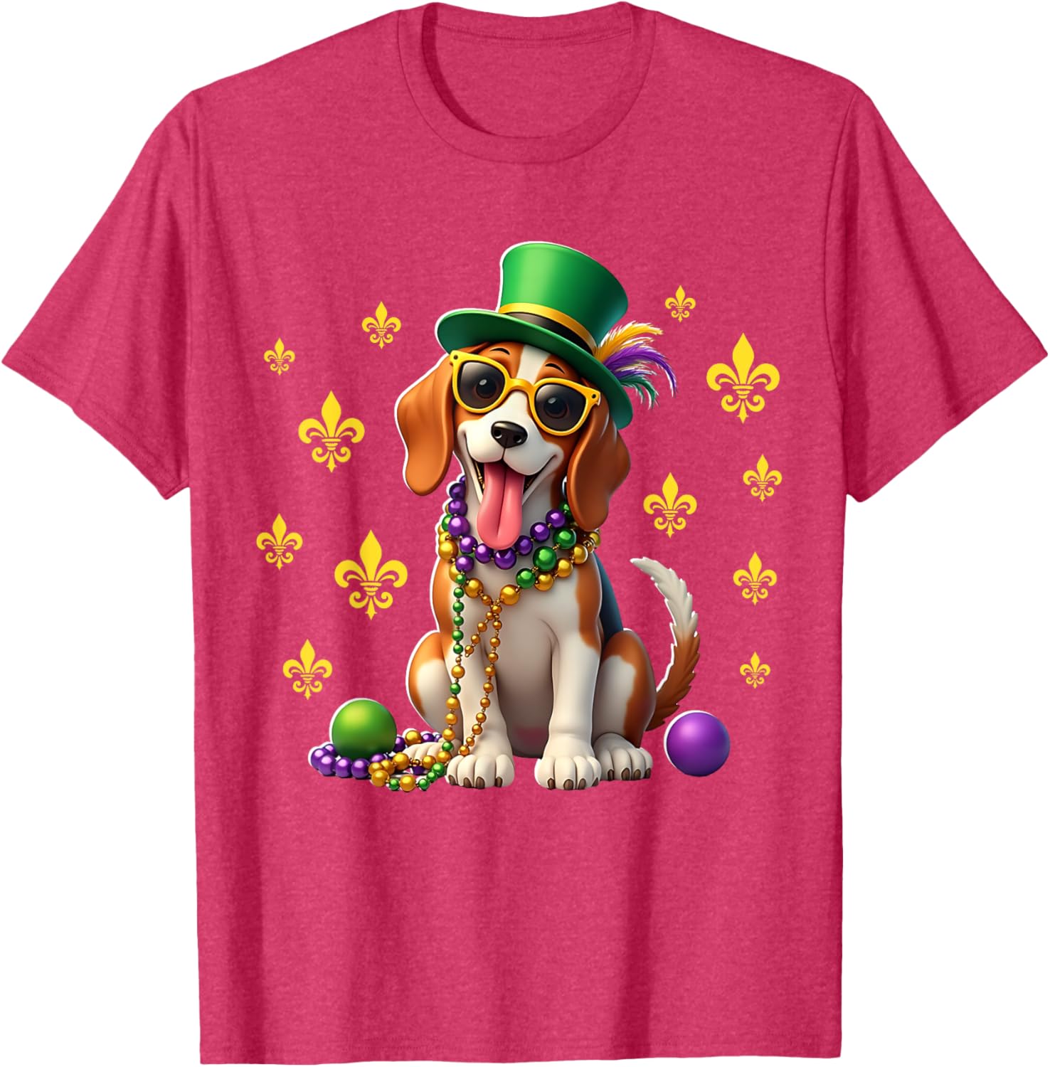 Beagle Mardi Gras Costume T-Shirt for Carnival Fun and Festivities - 3