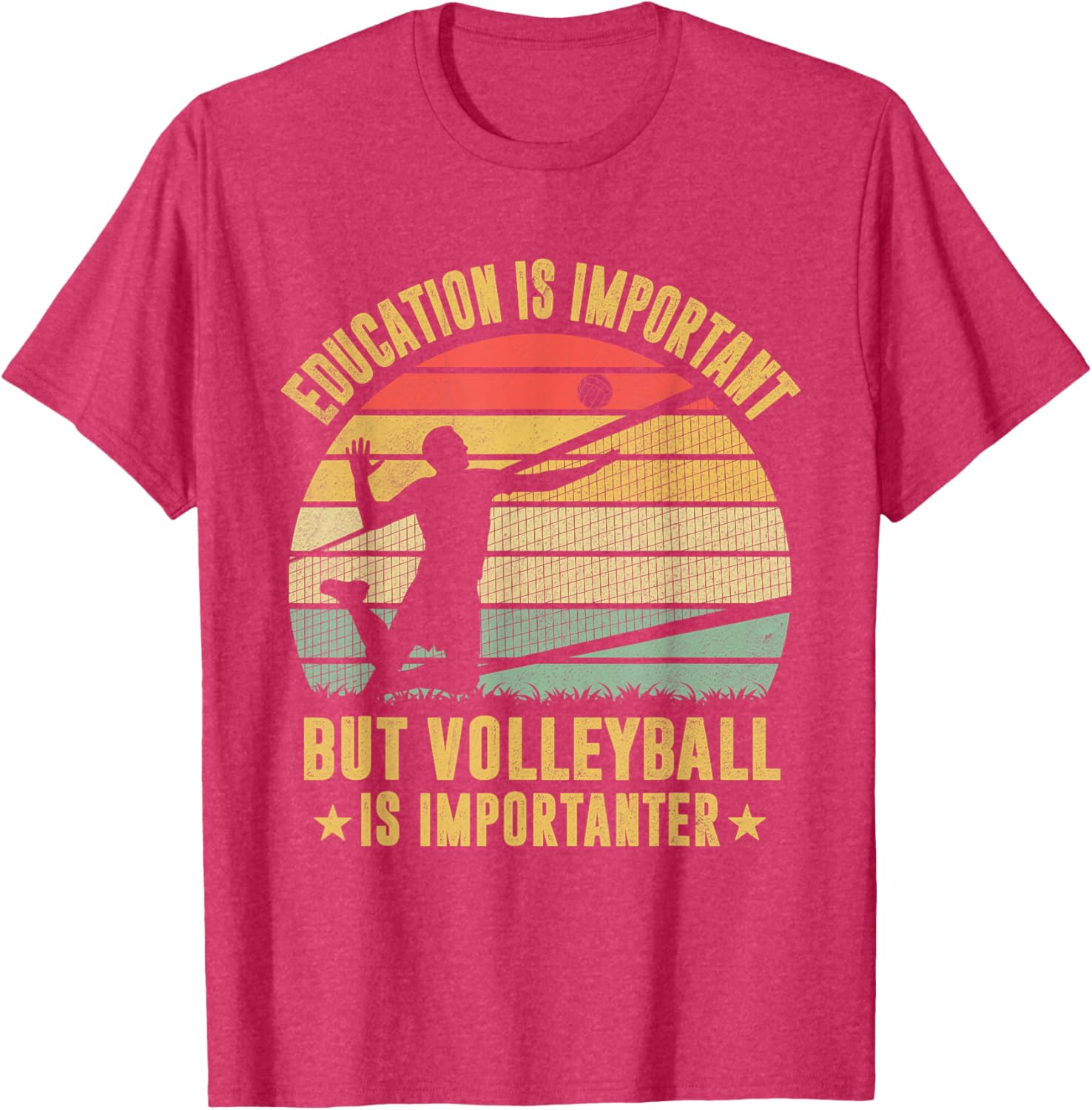 Retro Volleyball T-Shirt Education Is Important But Volleyball Is Importanter - 11