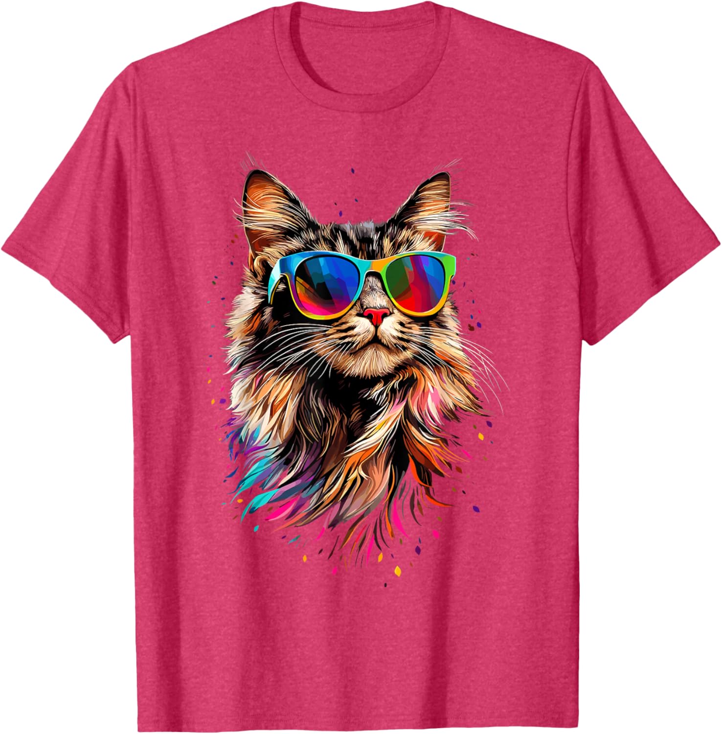 Cute Maine Coon Cat Sunglasses T-Shirt for Cat Lovers - Fun Apparel - 15
