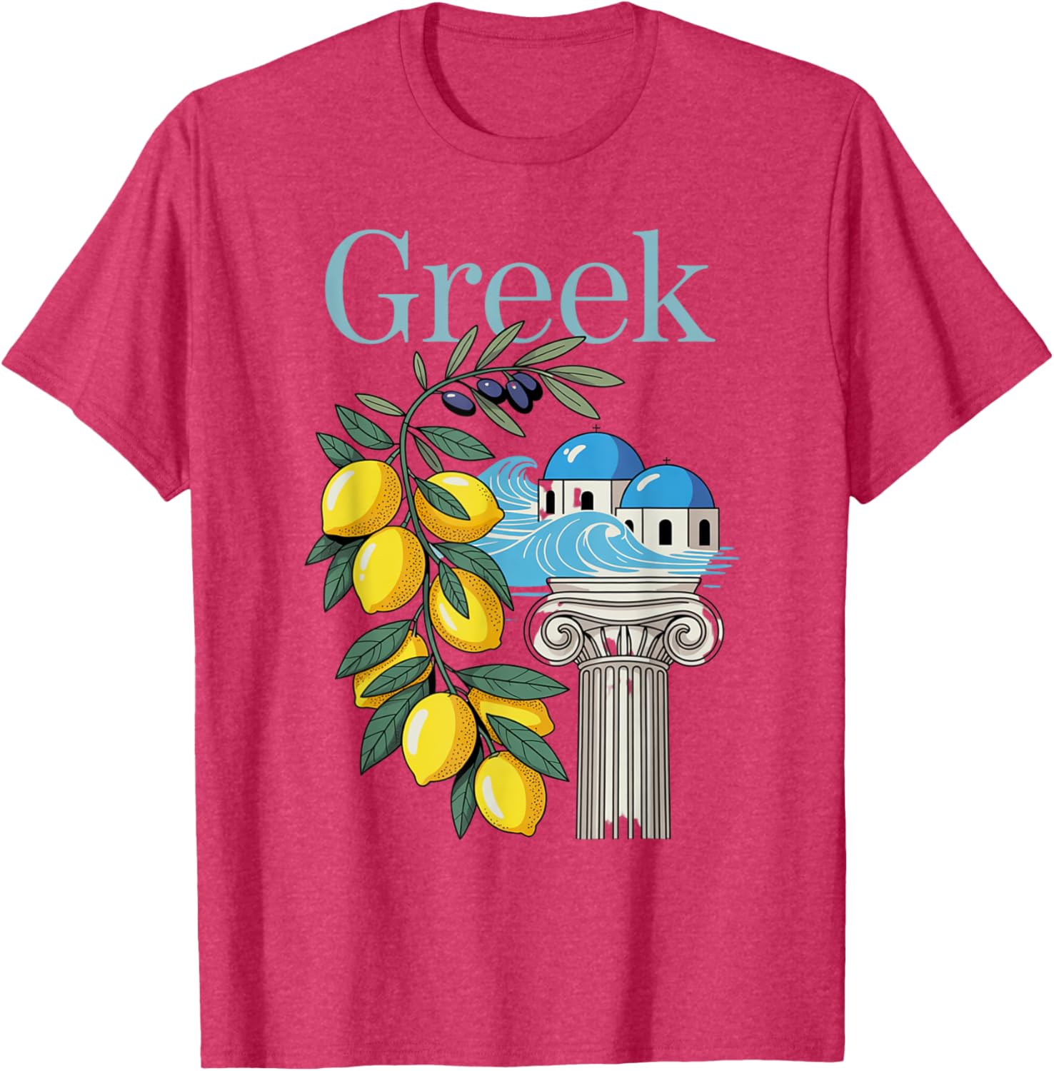 Greek Culture T-Shirt Featuring Lemons and Iconic Architecture Souvenir - 29