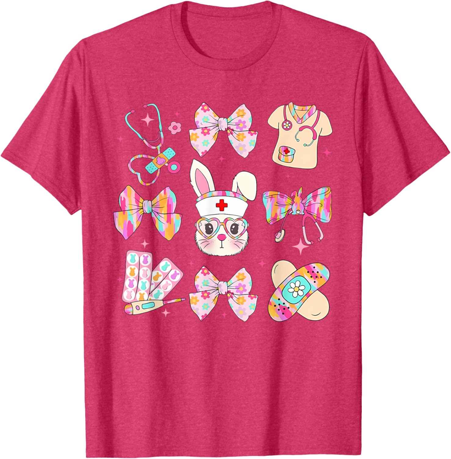 Easter Bunny T-Shirt for Nurses with Coquette Bow - Happy Easter Style - 24