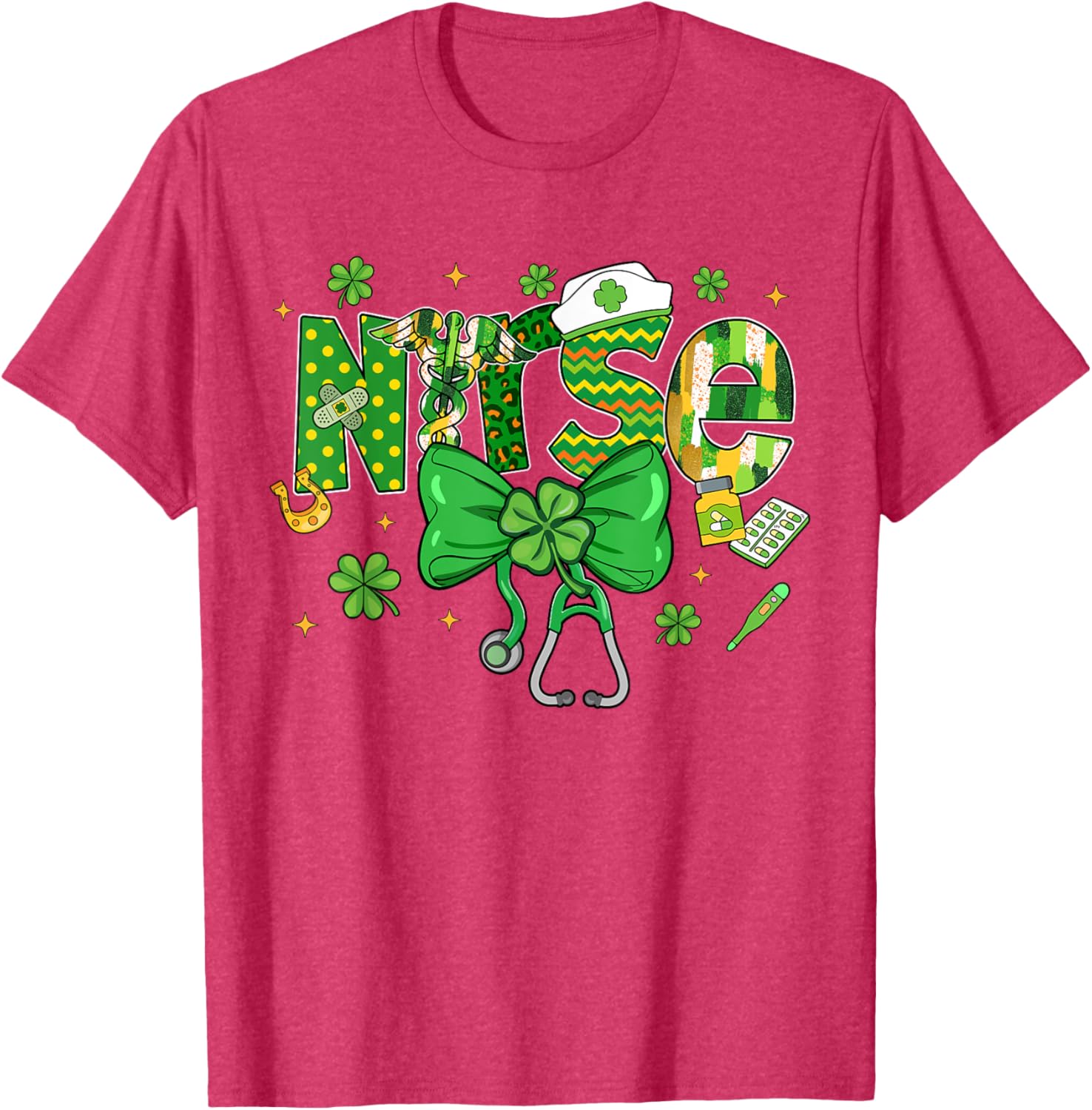 Irish Nurse Stethoscope St Patrick's Day T-Shirt for Healthcare Heroes - 2