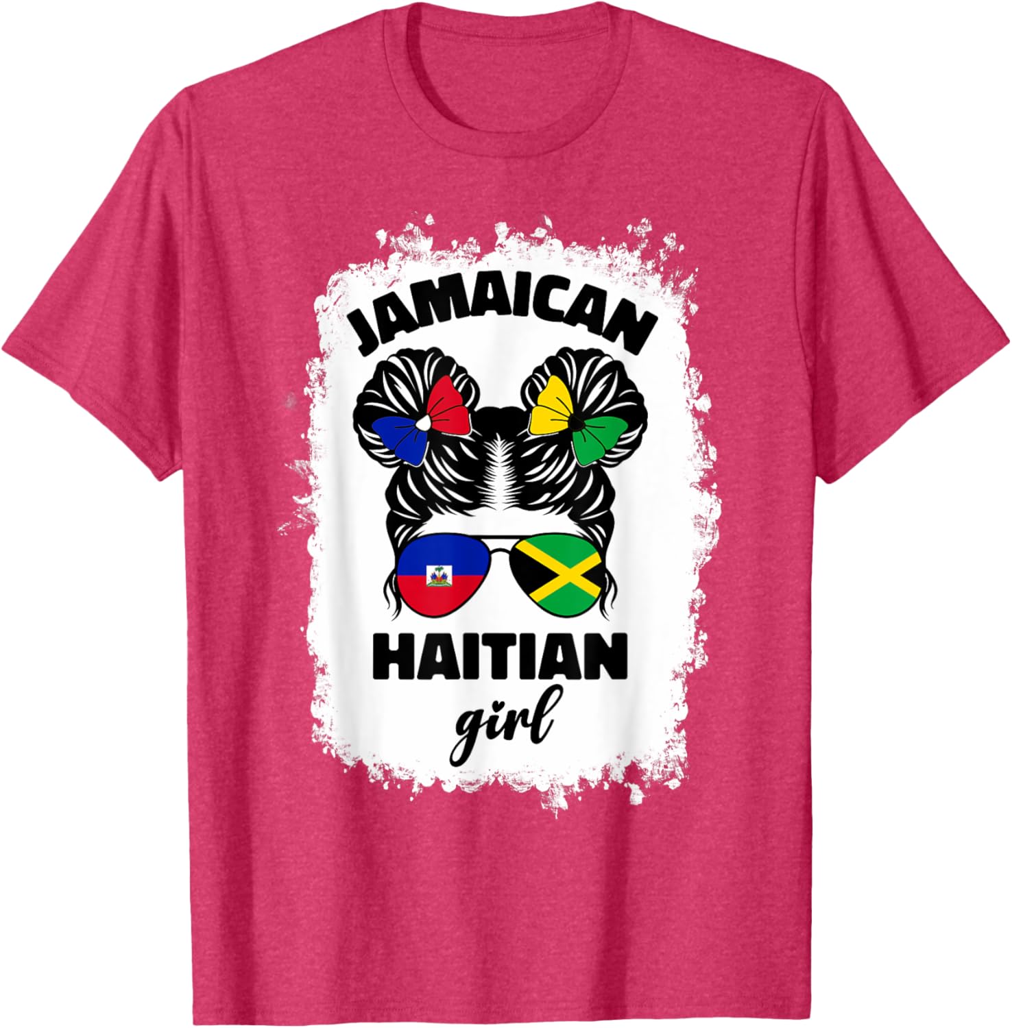 Half Jamaican Haitian Kids T-Shirt with Jamaica and Haiti Flag Design - 20