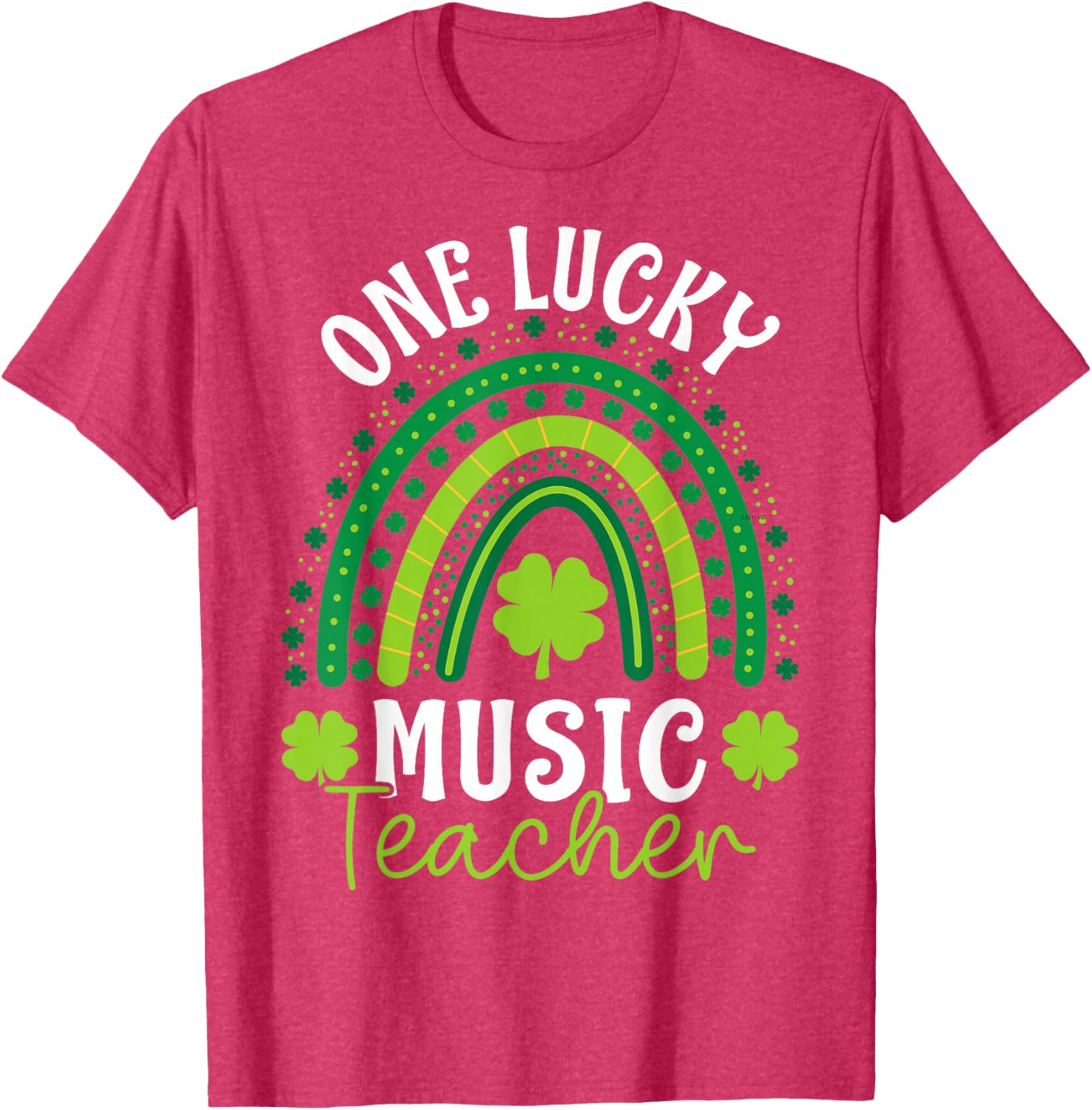 One Lucky Music Teacher Rainbow Shamrock T-Shirt for St Patrick's Day - 15