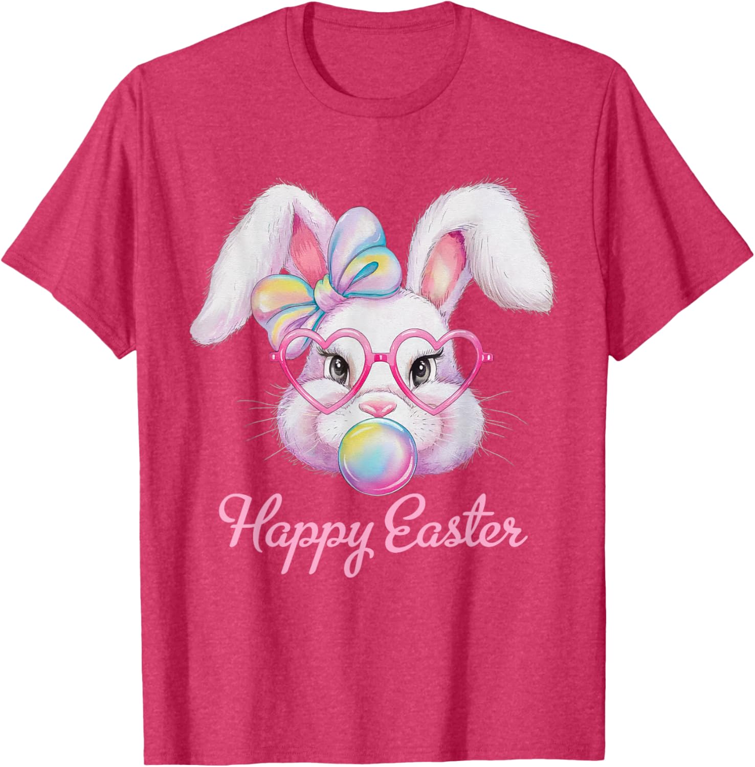 Happy Easter Cute Bunny Rabbit Face Tie Dye T-Shirt for Girls - 1