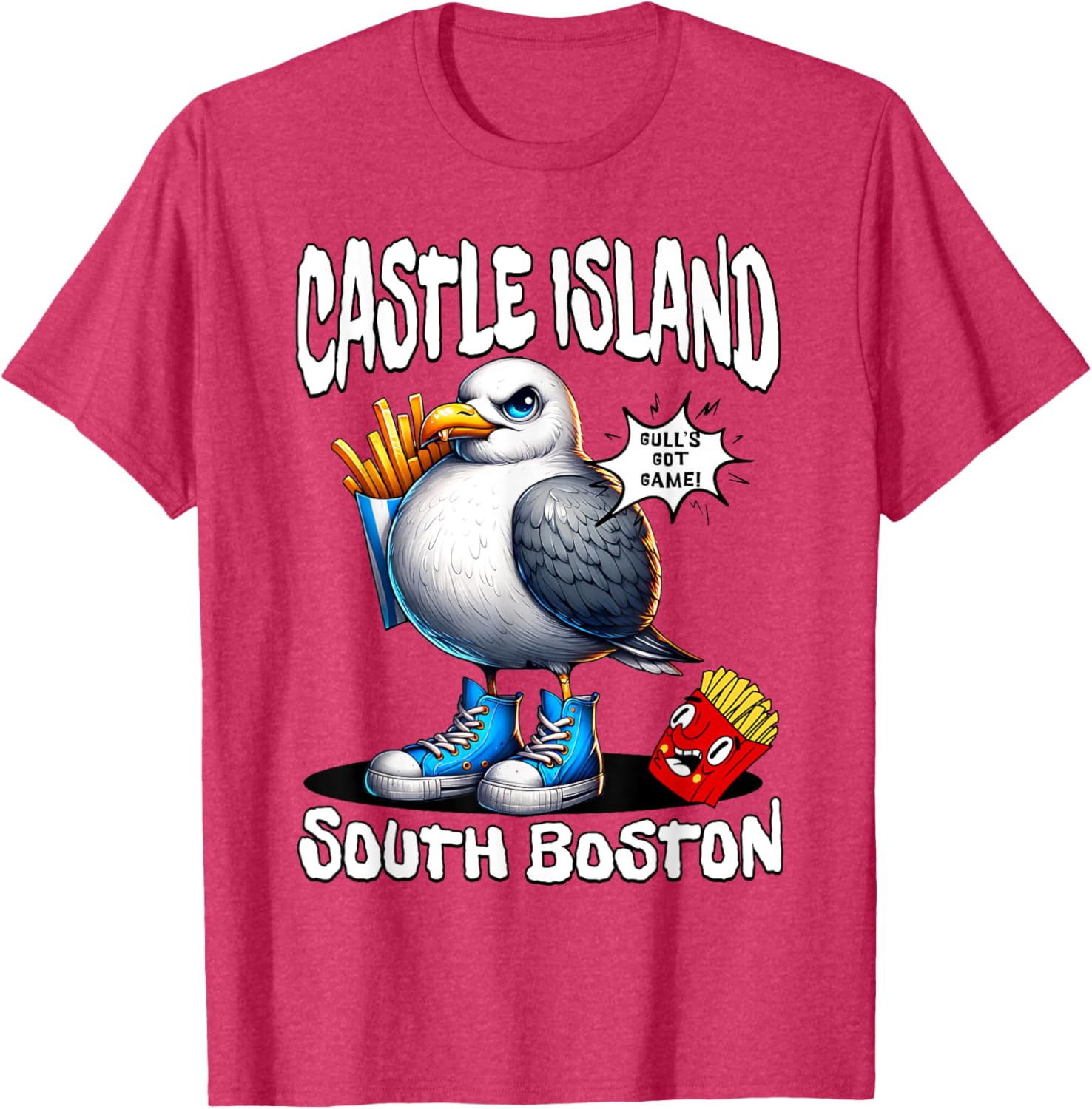 Funny Castle Island Seagull French Fries T-Shirt for Food Lovers - 23