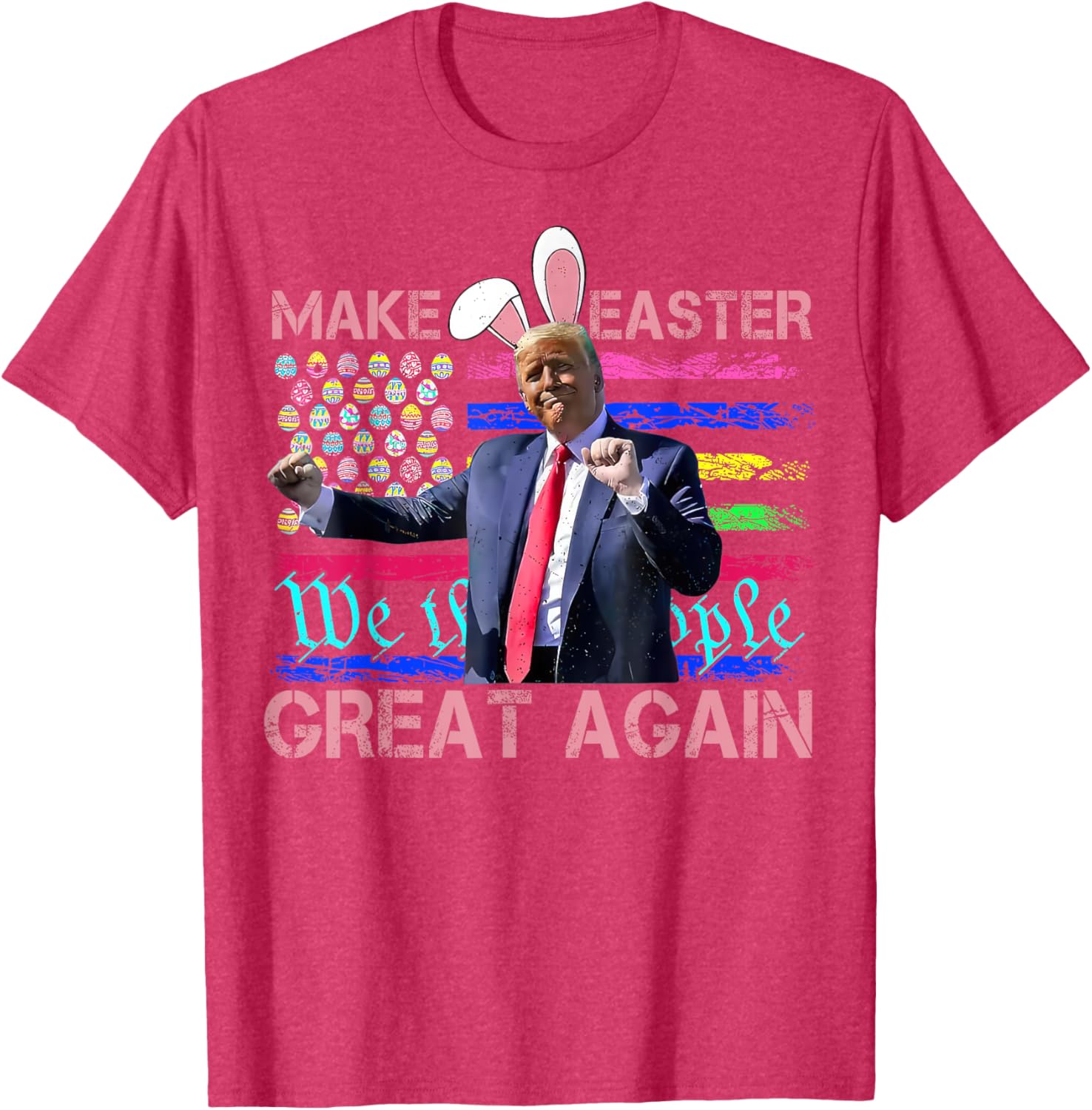 Funny Trump Dancing Easter T-Shirt with USA Flag for Holiday Fun - 26