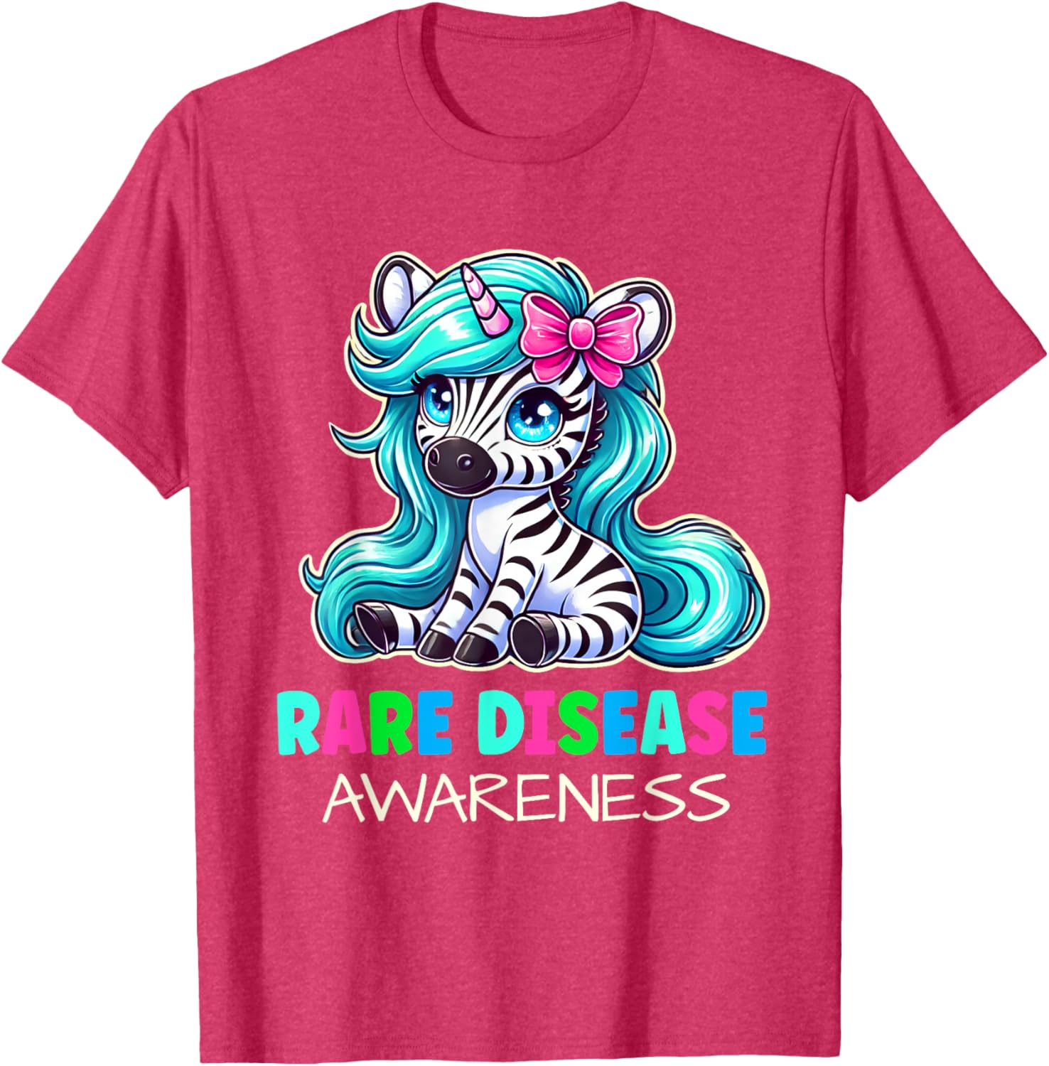 Rare Disease Awareness Zabra Ribbon Kids T-Shirt for Rare Disease Day - 12