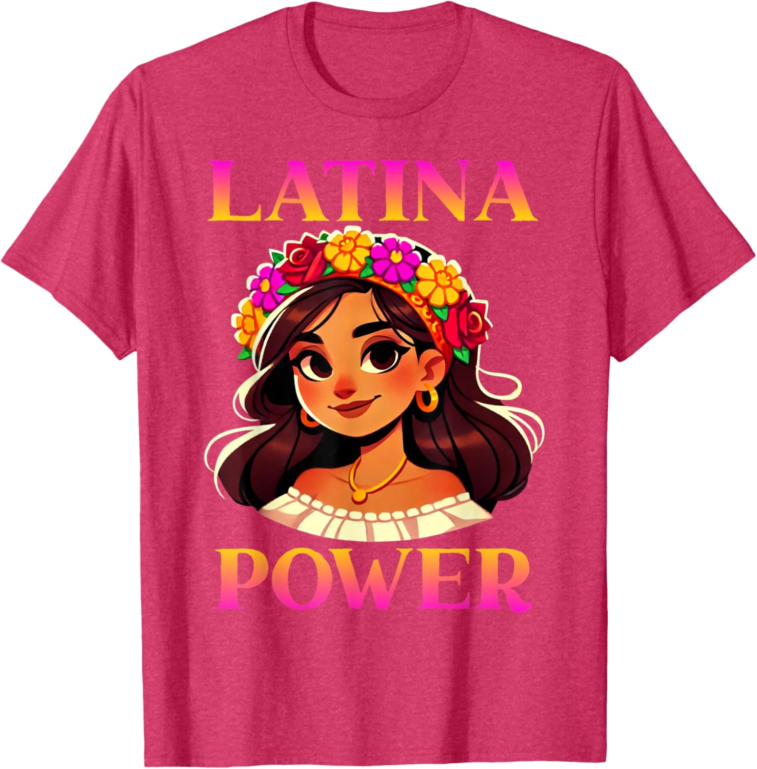 Latina Power Floral Headband T-Shirt for Proud Mexican Women - 28